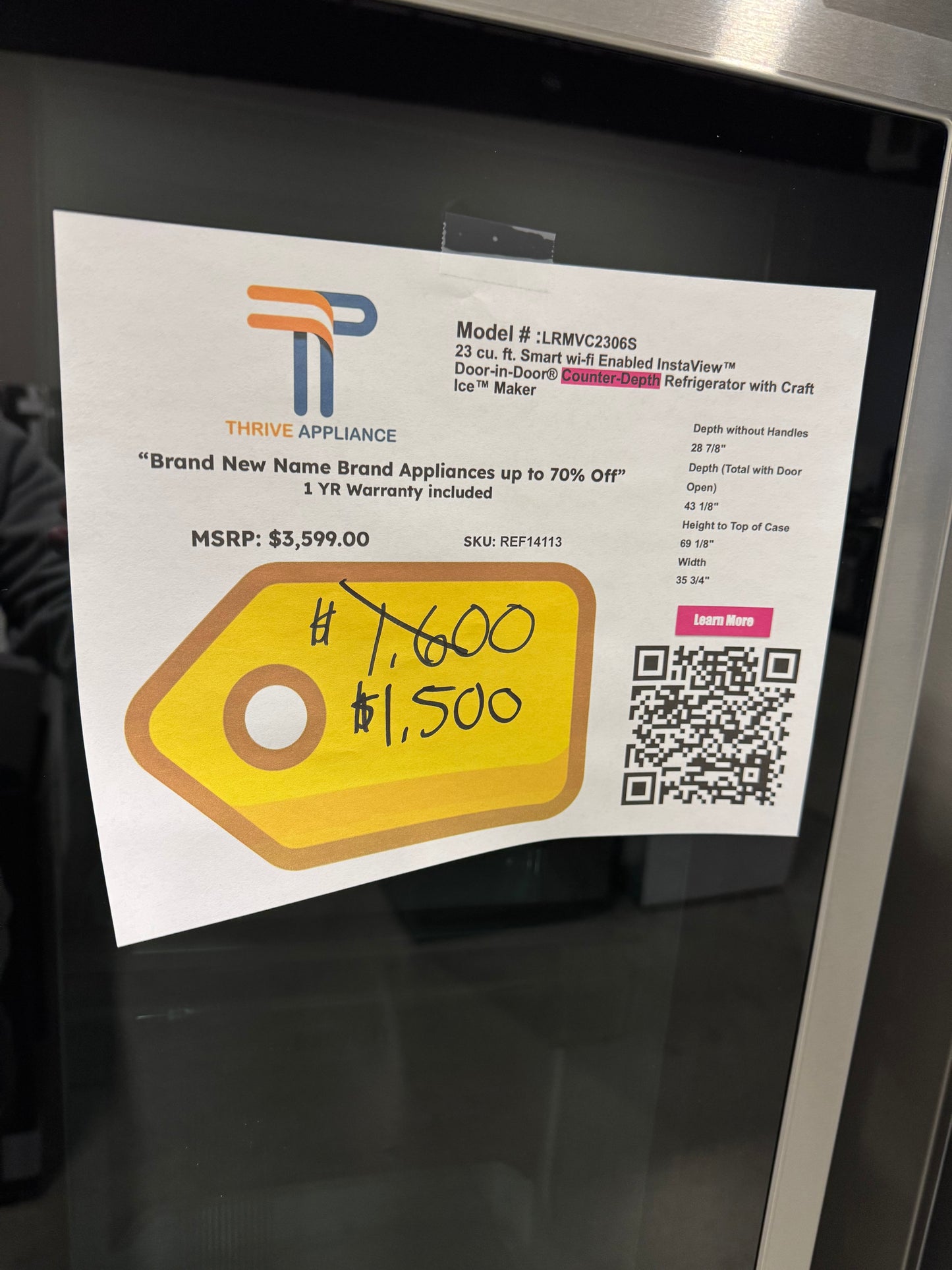 LG 23 cu. ft. Smart Wi-Fi Enabled InstaView® Door-in-Door® Counter-Depth Refrigerator with Craft Ice™ Maker MODEL: LRMVC2306S SKU: REF14113