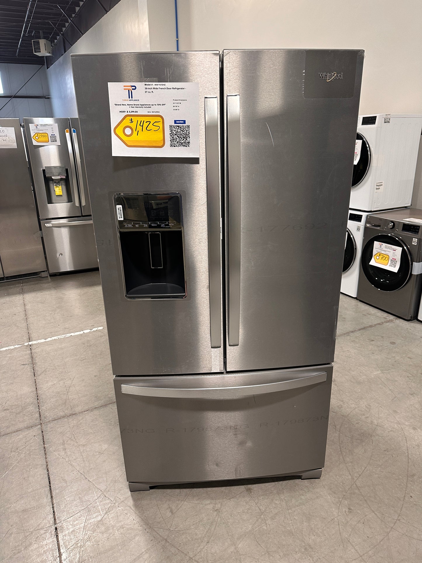 Whirlpool - 26.8 Cu. Ft. French Door Refrigerator - Stainless steel Model:WRF767SDHZ REF12900