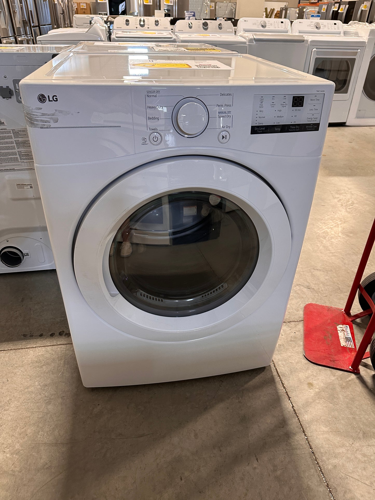 LG - 7.4 Cu. Ft. Stackable Electric Dryer with FlowSense - White Model:DLE3400W DRY12354