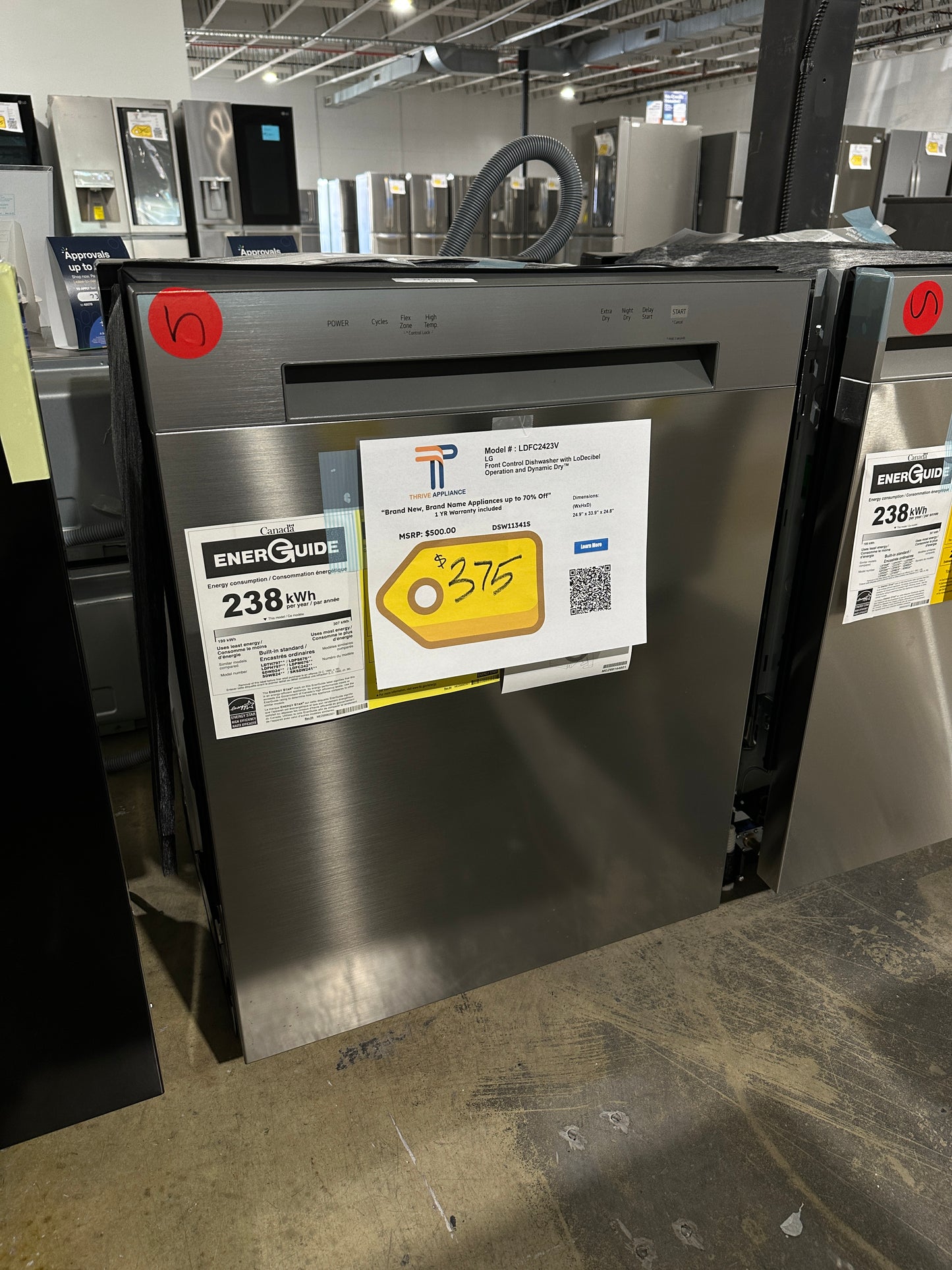 FRONT CONTROL LG STAINLESS STEEL TUB DISHWASHER MODEL: LDFC2423V DSW11341S