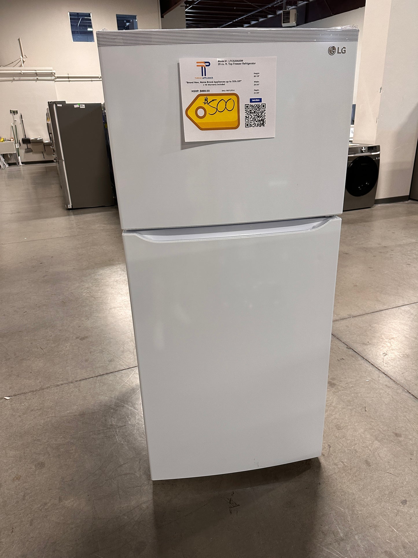 LG - 20.2 Cu. Ft. Top-Freezer Refrigerator - White Model:LTCS20020W REF12914