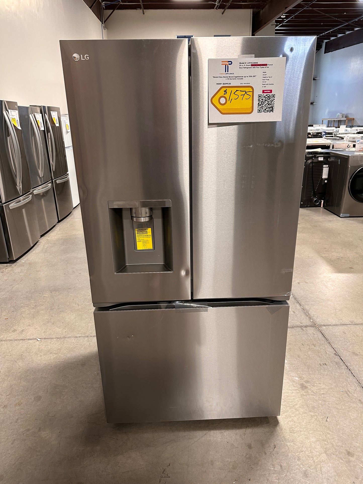 Counter-Depth Smart Refrigerator with Triple Ice Makers - Model:LRYXC2606S REF12910