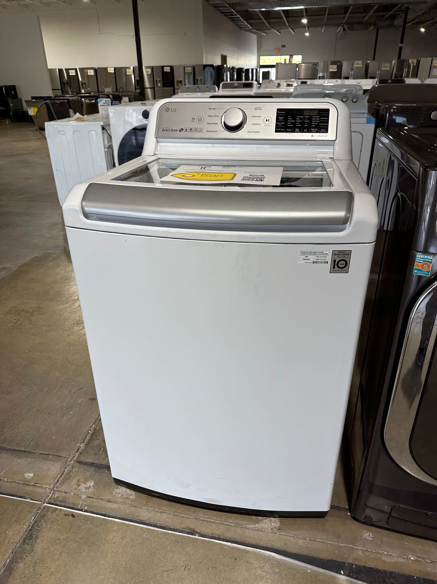LG - 4.1 Cu. Ft. Top Load Washer with SlamProof Glass Lid - White MODEL: WT7100CW WAS11423S