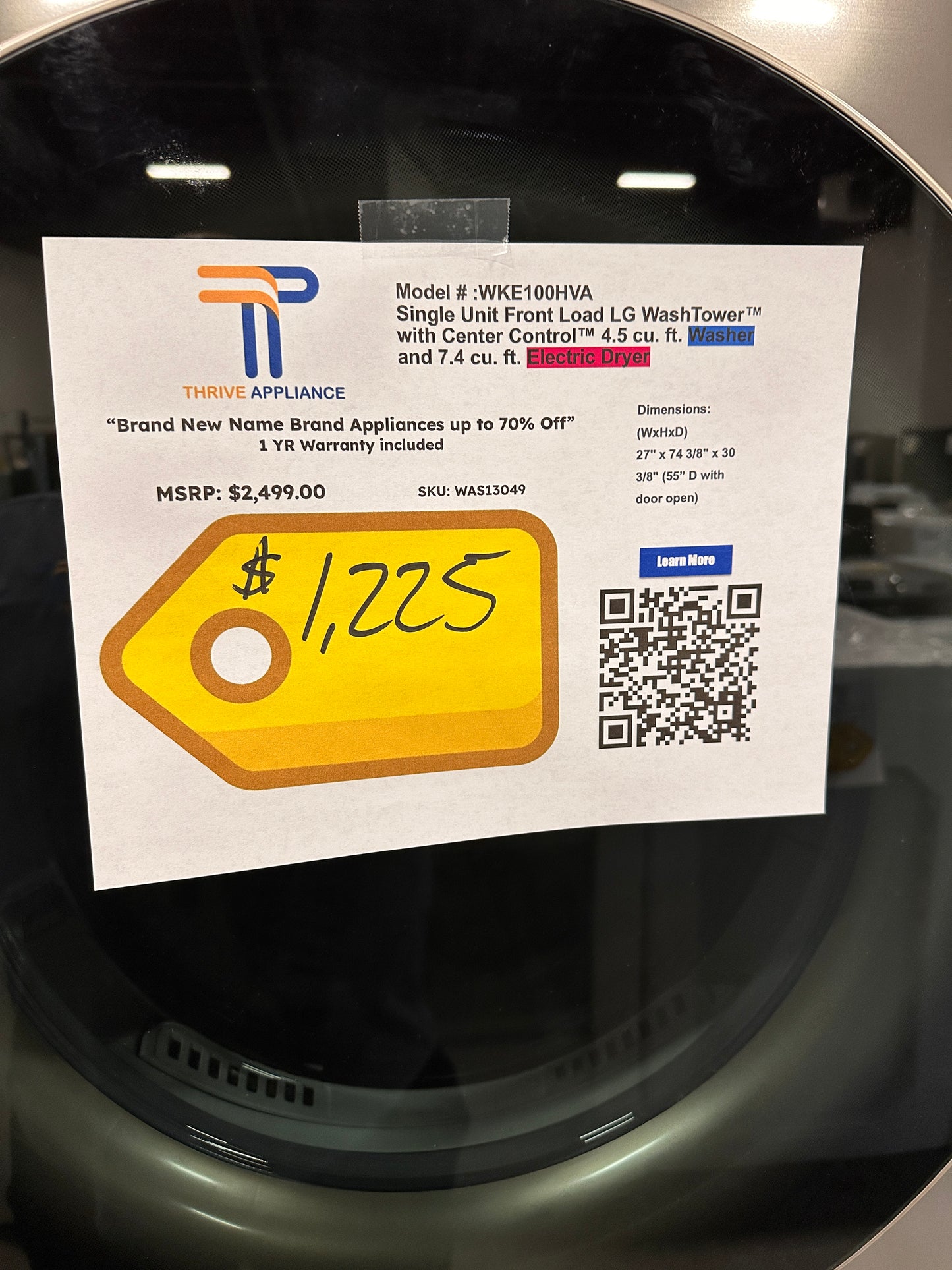 GREAT NEW LG SMART WASHTOWER Model:WKE100HVA WAS13049