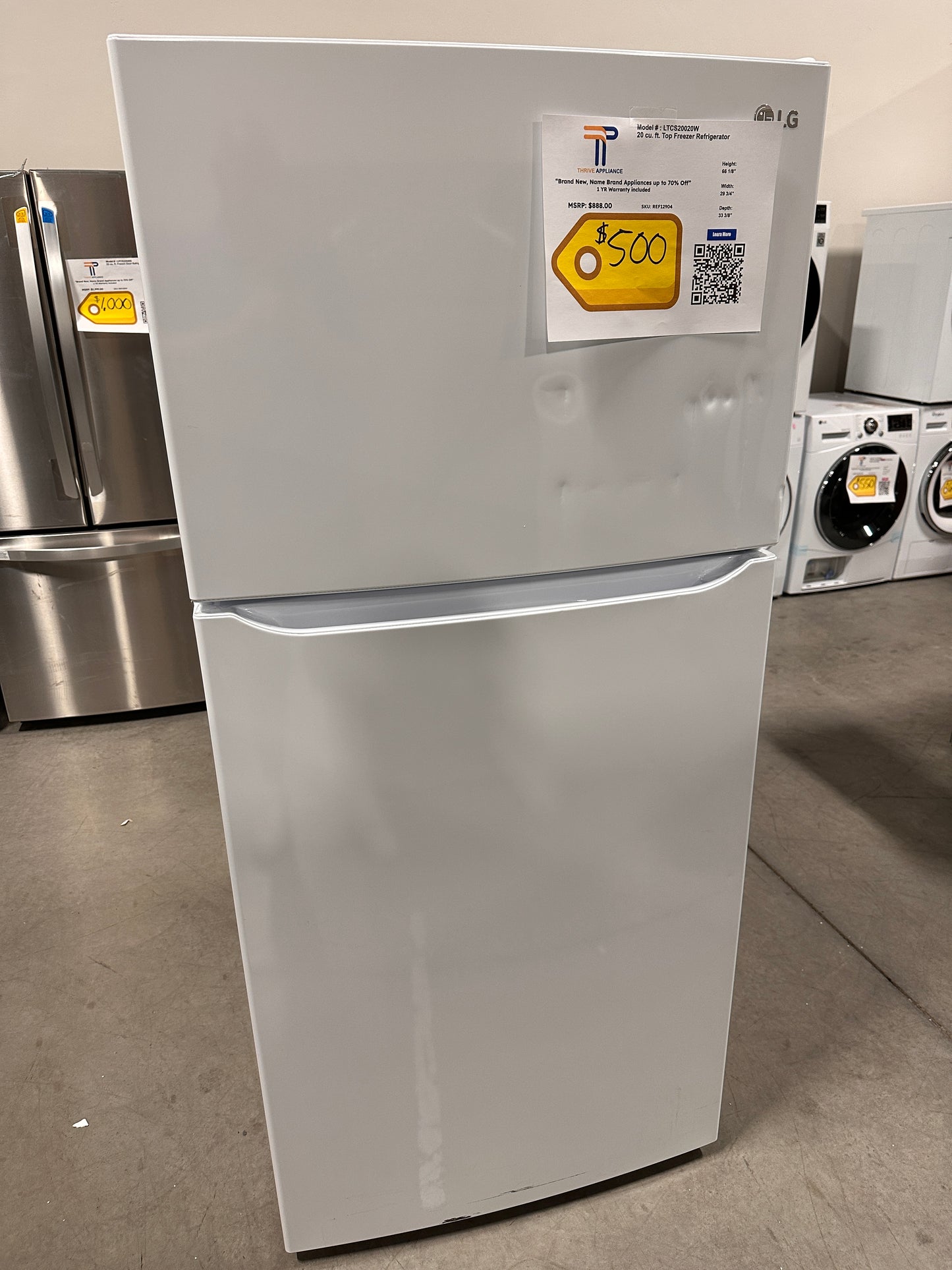 NEW LG - 20.2 Cu. Ft. Top-Freezer Refrigerator - White Model:LTCS20020W REF12904