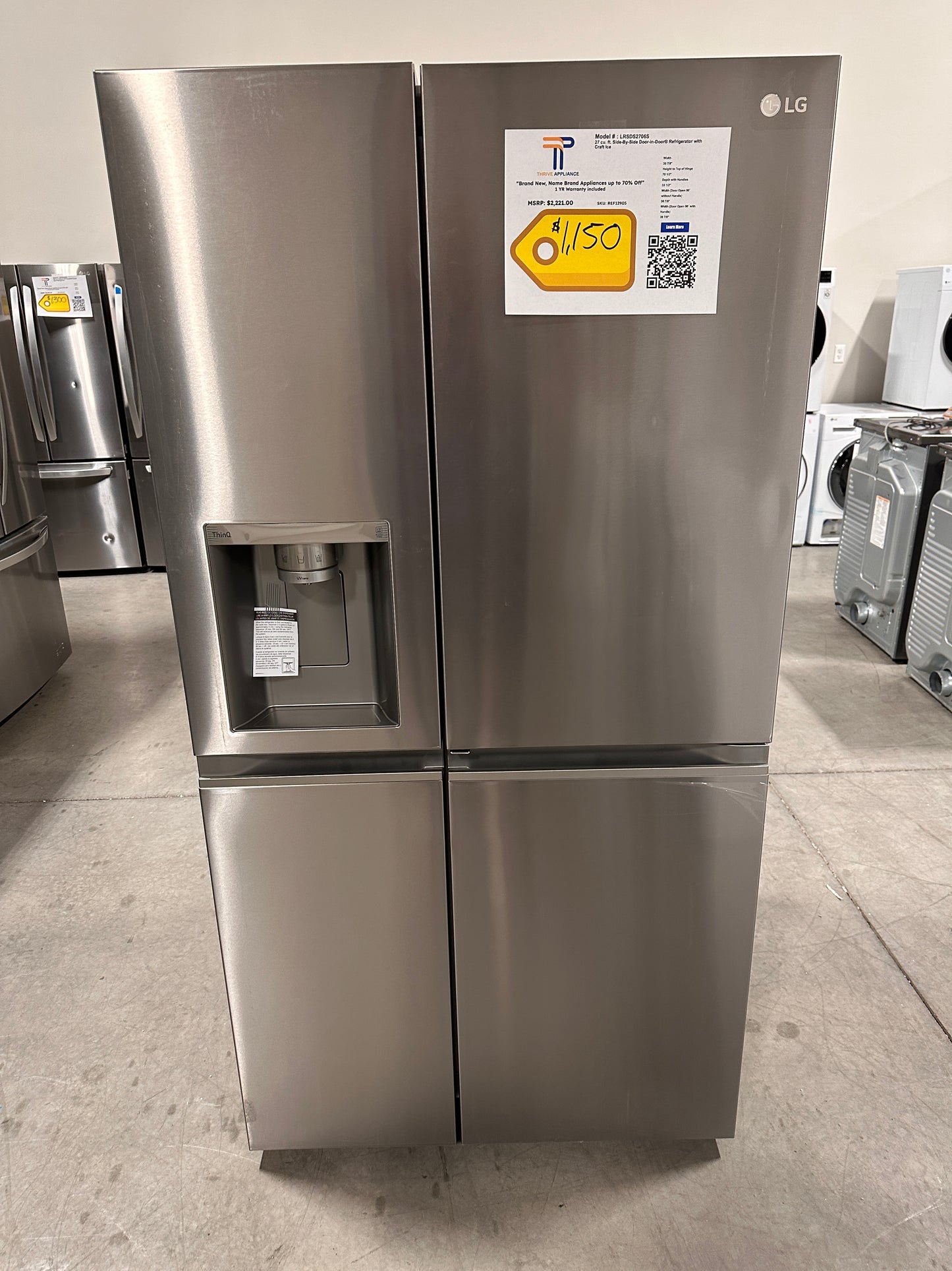 GREAT NEW LG SIDE BY SIDE REFRIGERATOR Model:LRSDS2706S REF12905