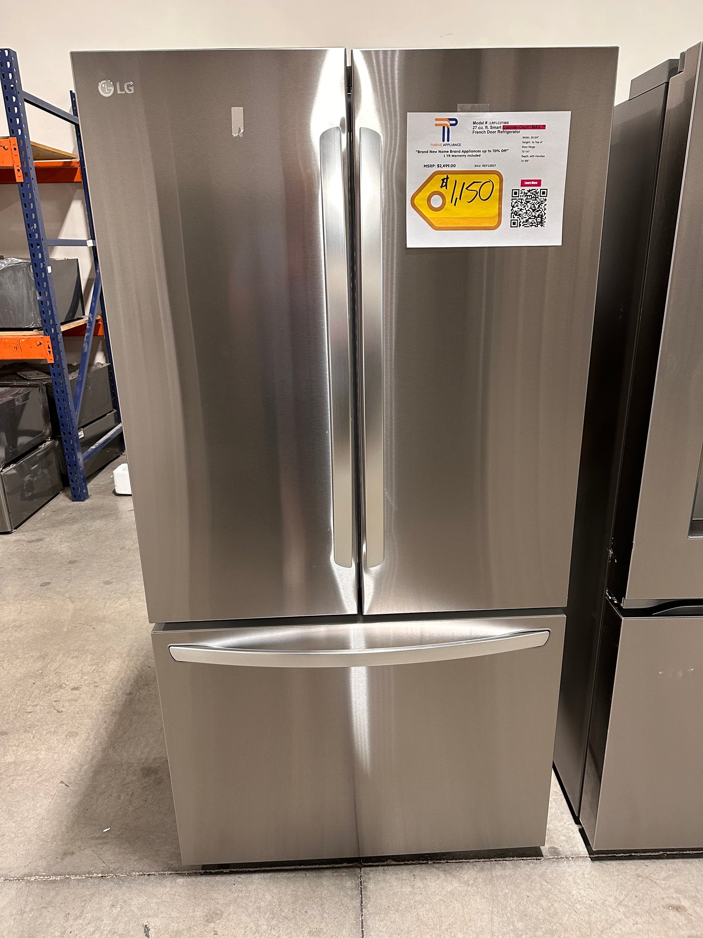 NEW FRENCH DOOR COUNTER DEPTH LG REFRIGERATOR Model:LRFLC2706S REF12807