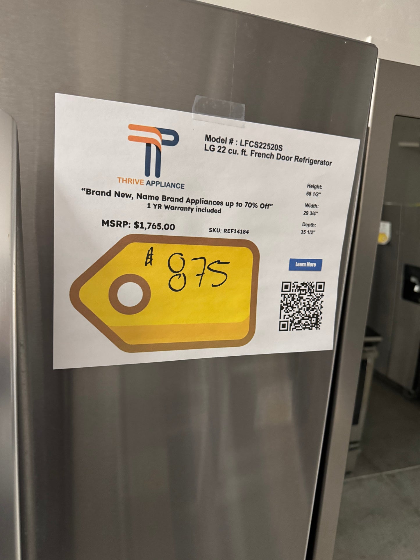 LG 22 cu. ft. 30 Inch Wide French Door Refrigerator - Stainless Steel