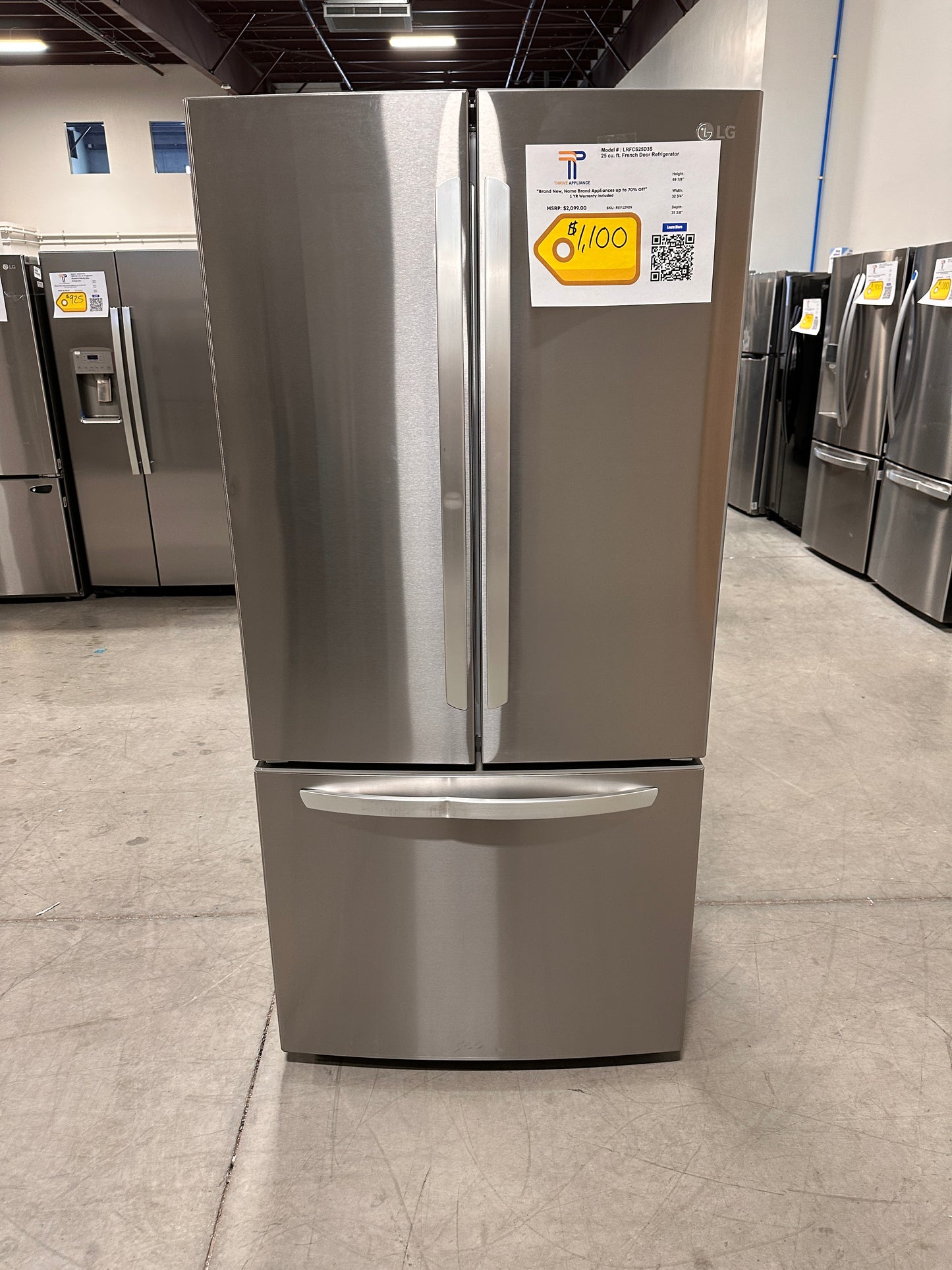 LG - 25.1 Cu. Ft. French Door Refrigerator with Ice Maker - Model:LRFCS25D3S REF12909