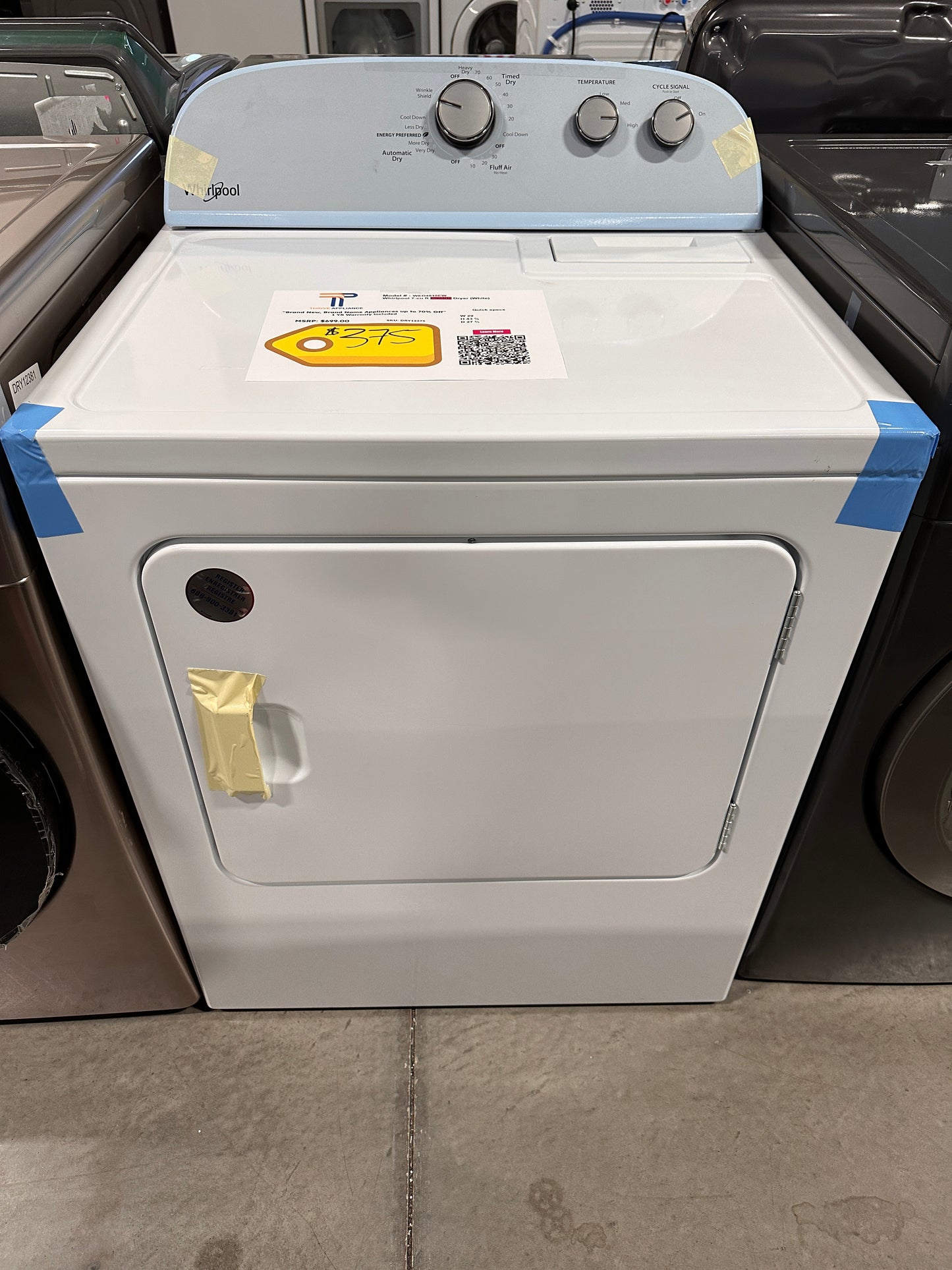 NEW WHIRLPOOL ELECTRIC DRYER with AUTODRY Model:WED4950HW DRY12375