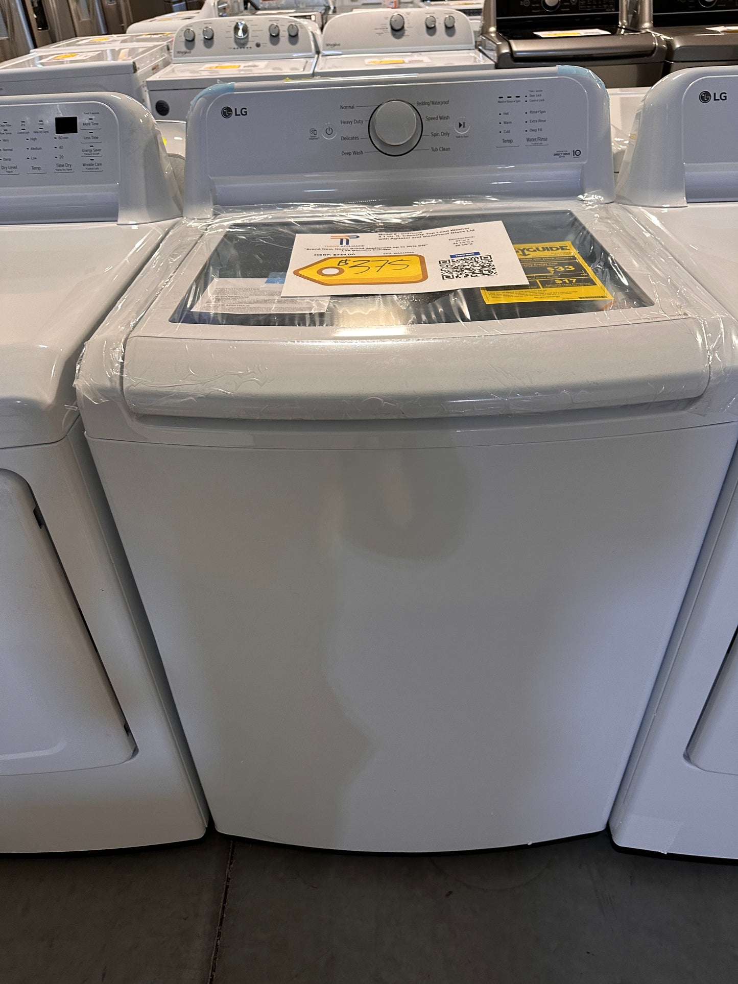 4.1 Cu. Ft. Smart Top Load Washer with SlamProof Glass Lid - White Model:WT6105CW WAS13063
