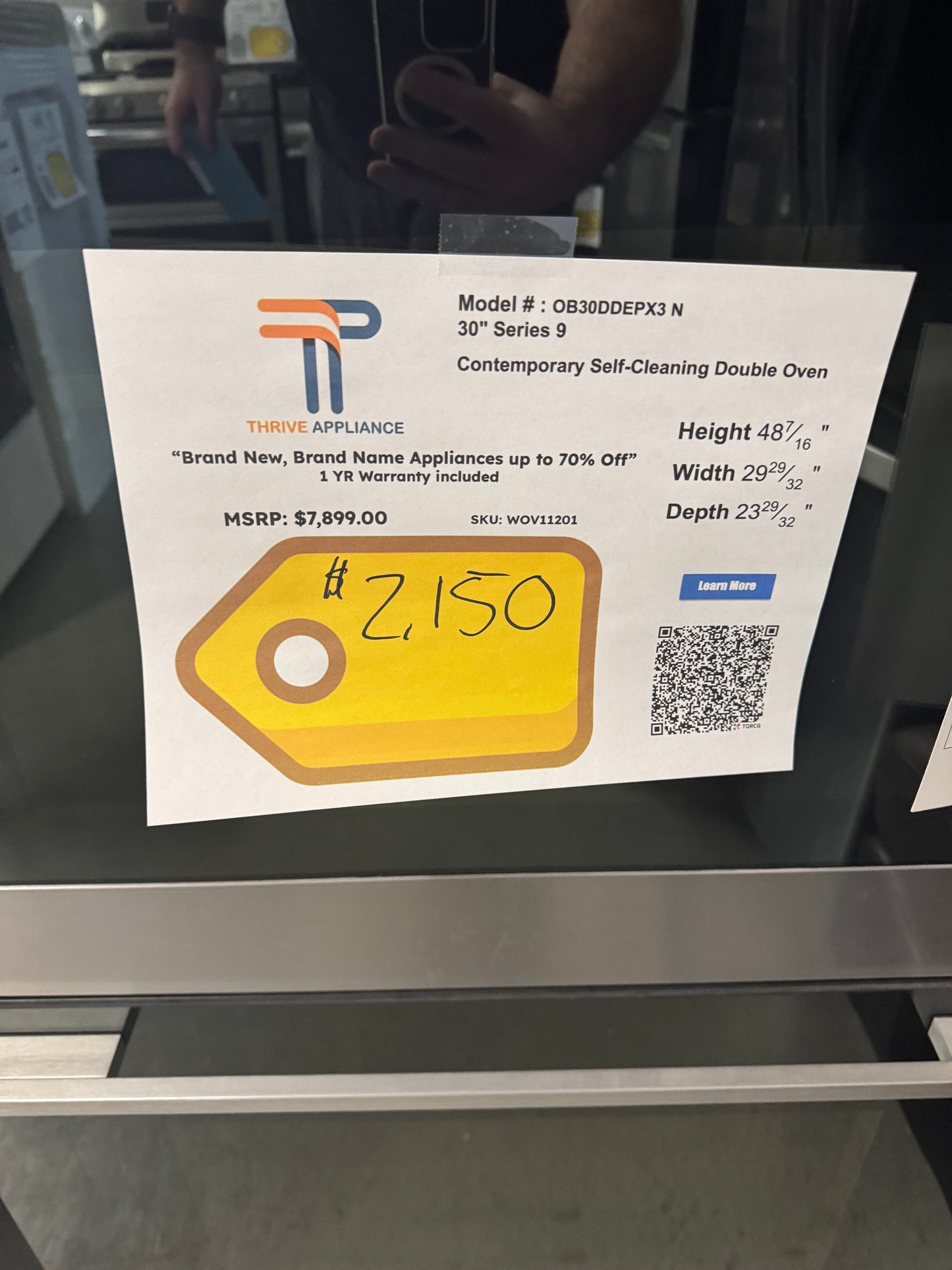 Fisher & Paykel 30" Series 9 Contemporary Self-Cleaning Double Oven 11 Function