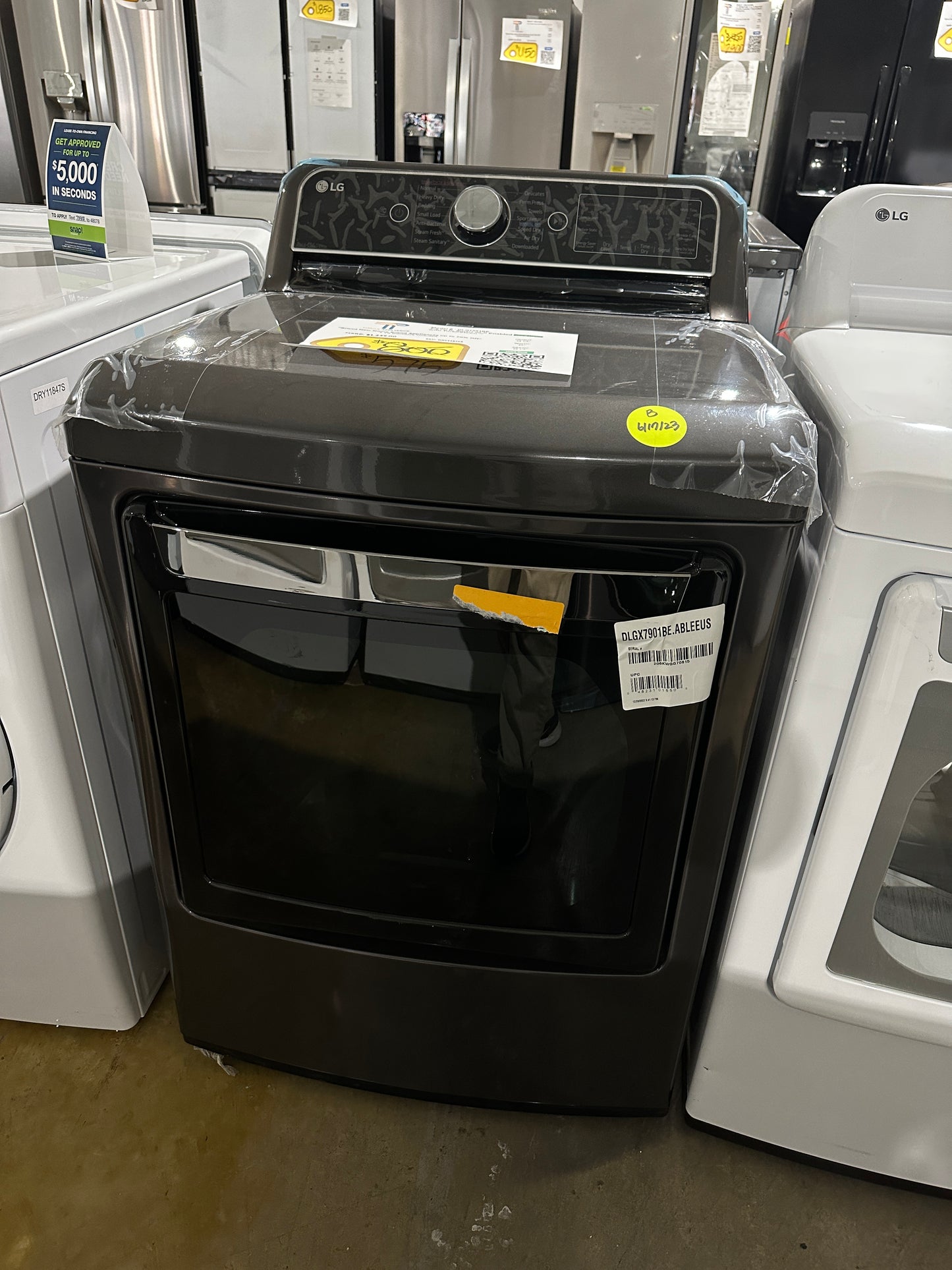 SALE! LG - 7.3 Cu. Ft. Smart Gas Dryer with Steam and Sensor Dry - Black Steel MODEL: DLGX7901BE DRY11871S