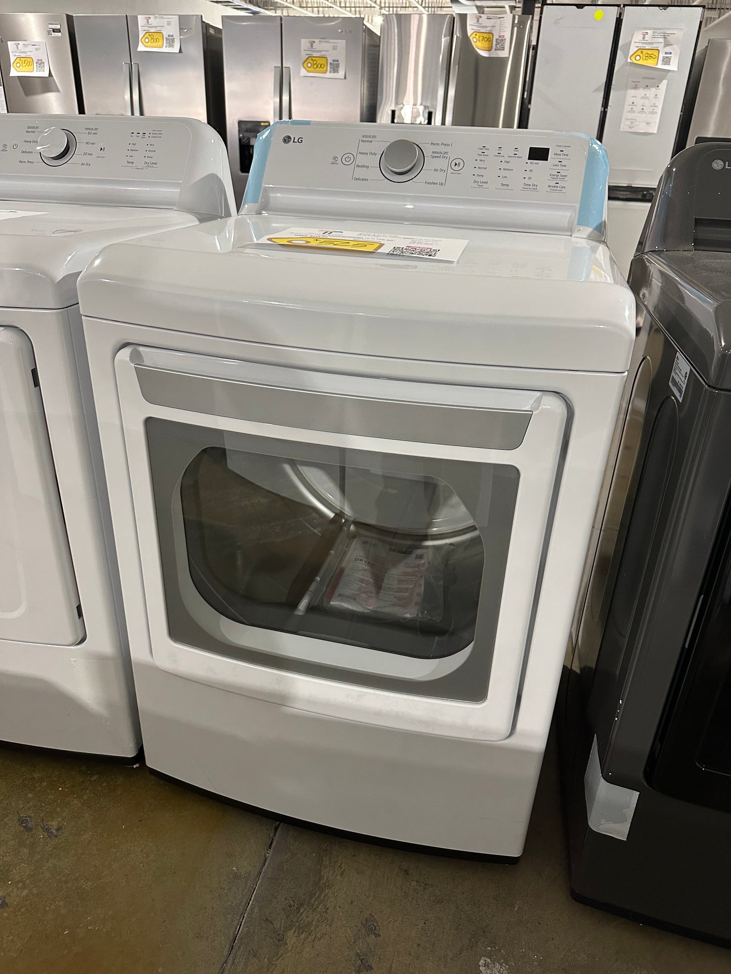 LG - 7.3 Cu. Ft. Electric Dryer with Sensor Dry - White MODEL: DLE7150W DRY11844S