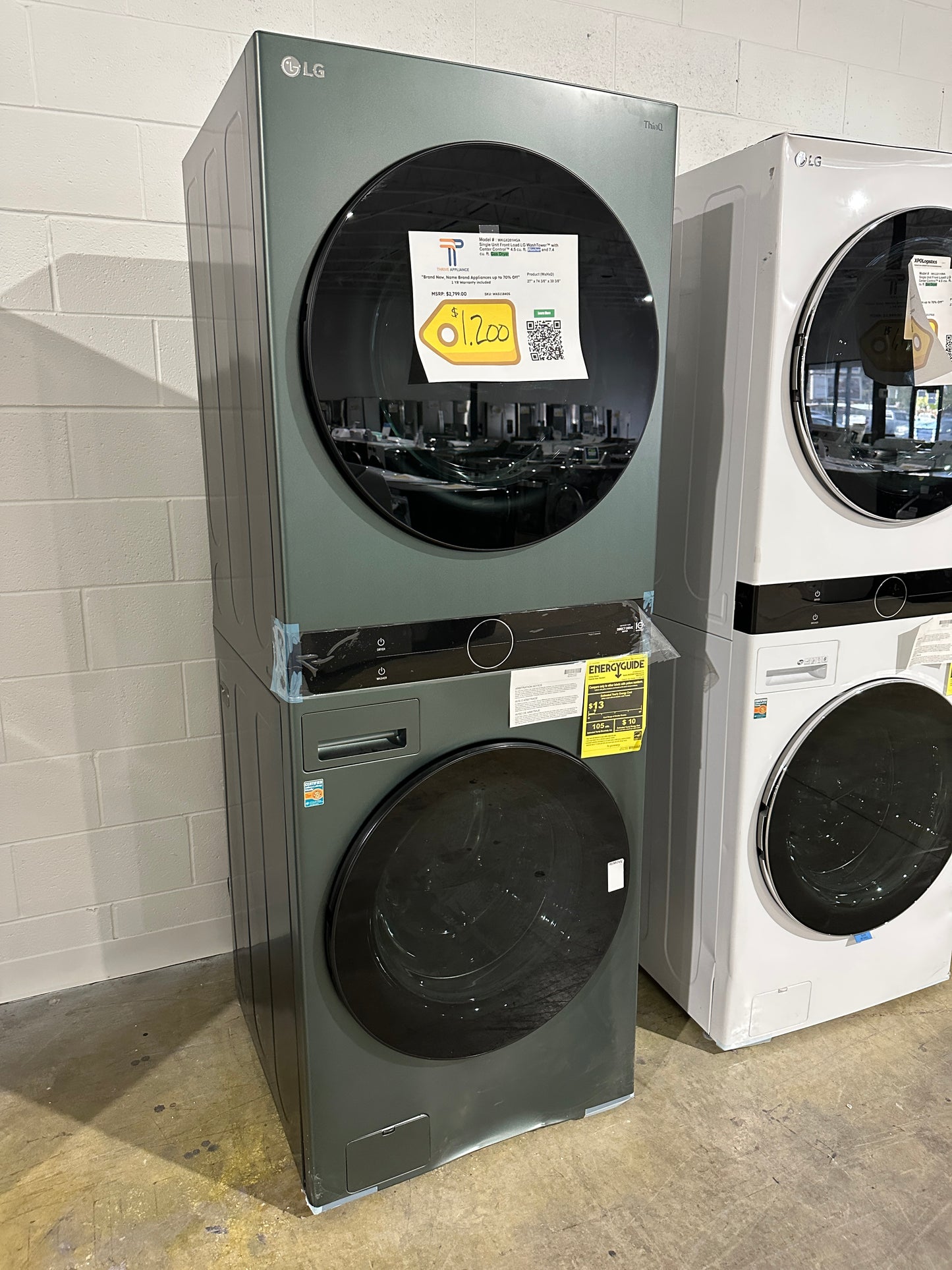 DISCOUNTED PRICE GORGEOUS GREEN SMART LG STACKED WASHTOWER - WAS11840S WKGX201HGA
