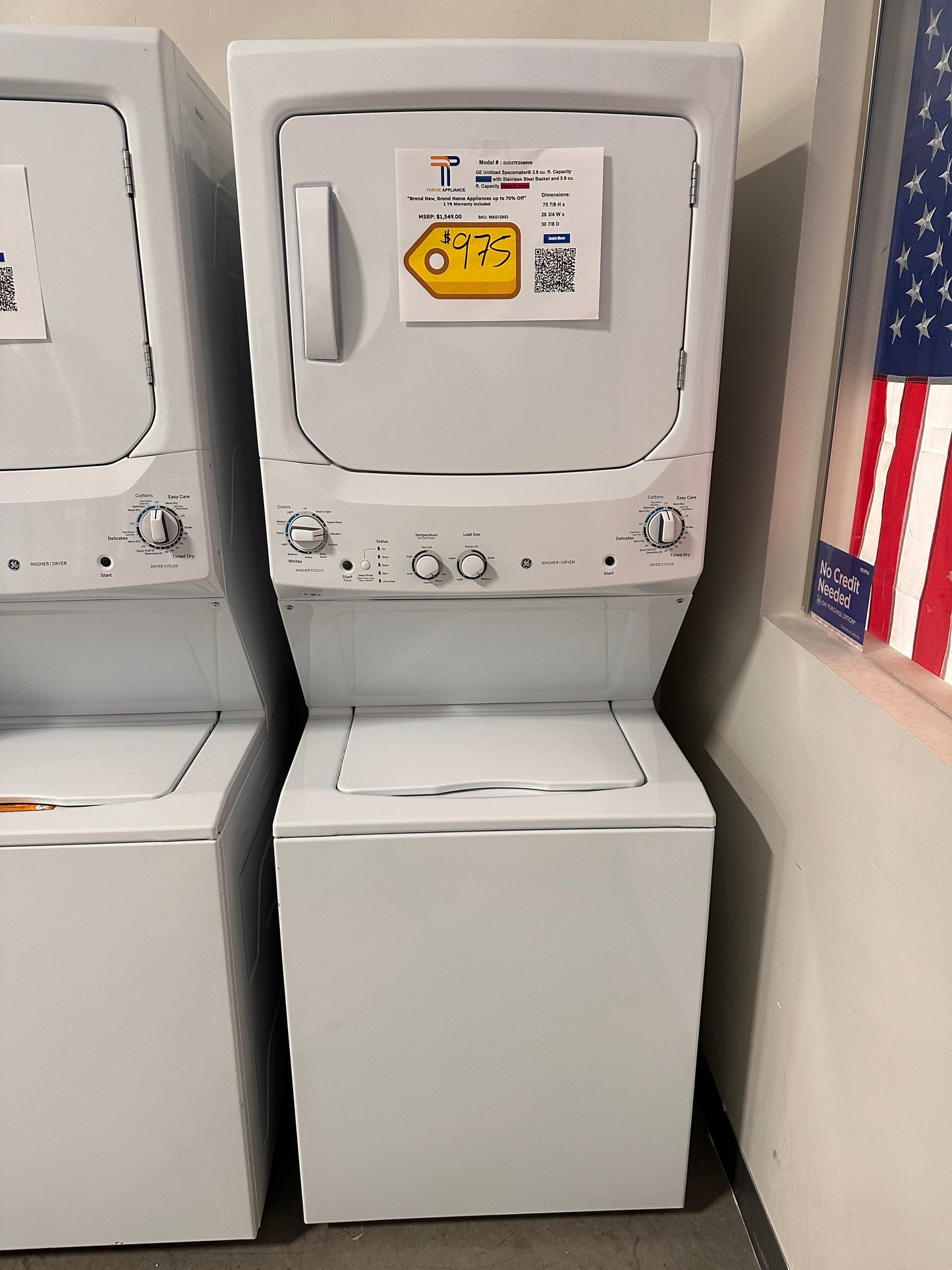 GREAT NEW STACKED LAUNDRY CENTER Model:GUD27ESSMWW WAS12953