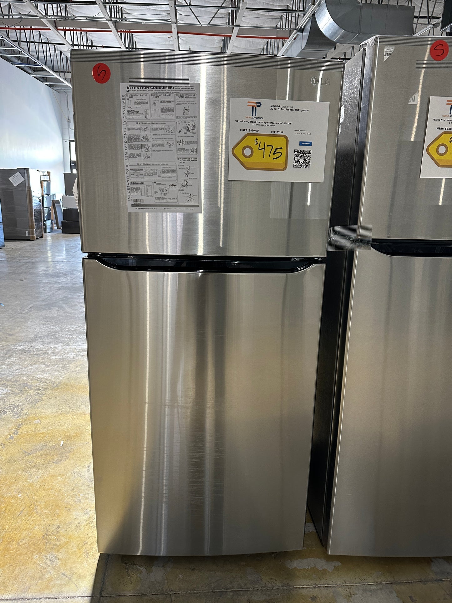 NEW LG - 20.2 Cu. Ft. Top-Freezer Refrigerator - Stainless Steel MODEL: LTCS20020S REF12328S