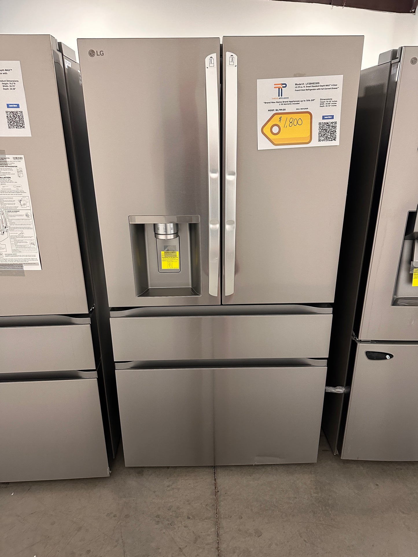 BEAUTIFUL NEW LG 28.6 Cu Ft French Door Refrigerator MODEL: LF29H8330S REF13929