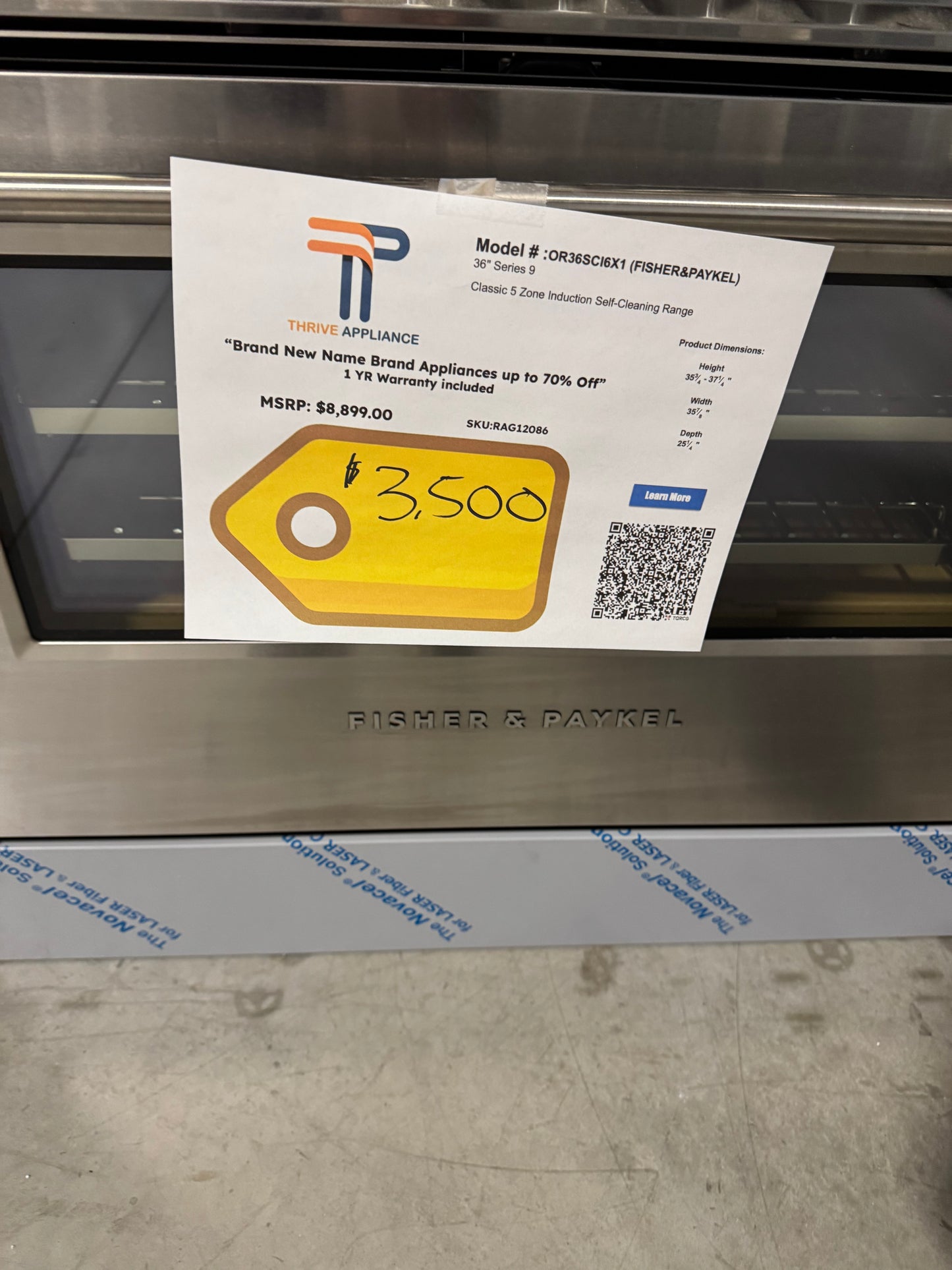 Fisher and Paykel 36" Series 9 Classic 5 Zone Induction Self-Cleaning Range