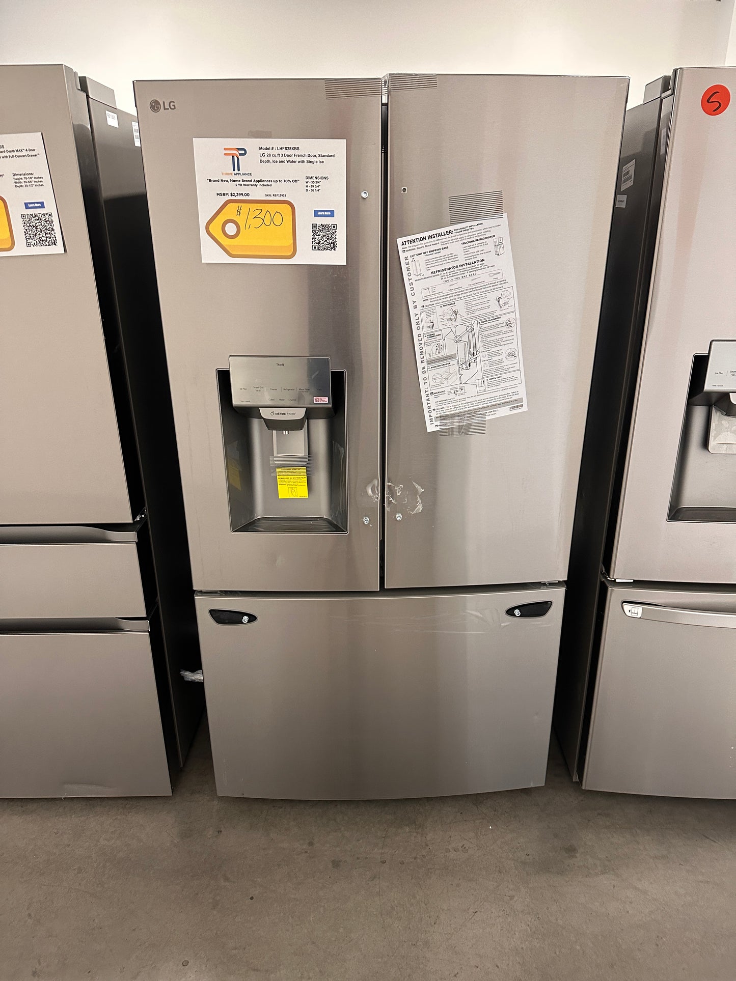 GORGEOUS BRAND NEW FRENCH DOOR REFRIGERATOR MODEL: LHFS28XBS REF13932
