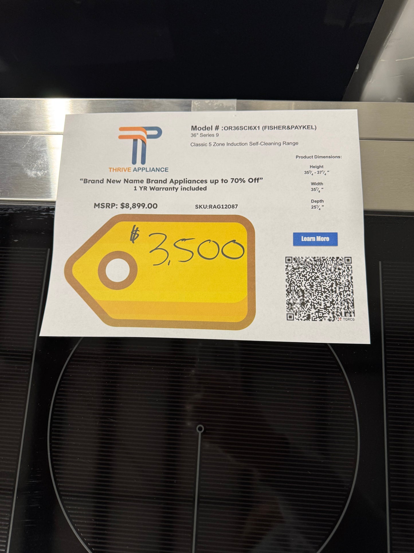 Fisher & Paykel 36" Series 9 Classic 5 Zone Induction Self-Cleaning Range