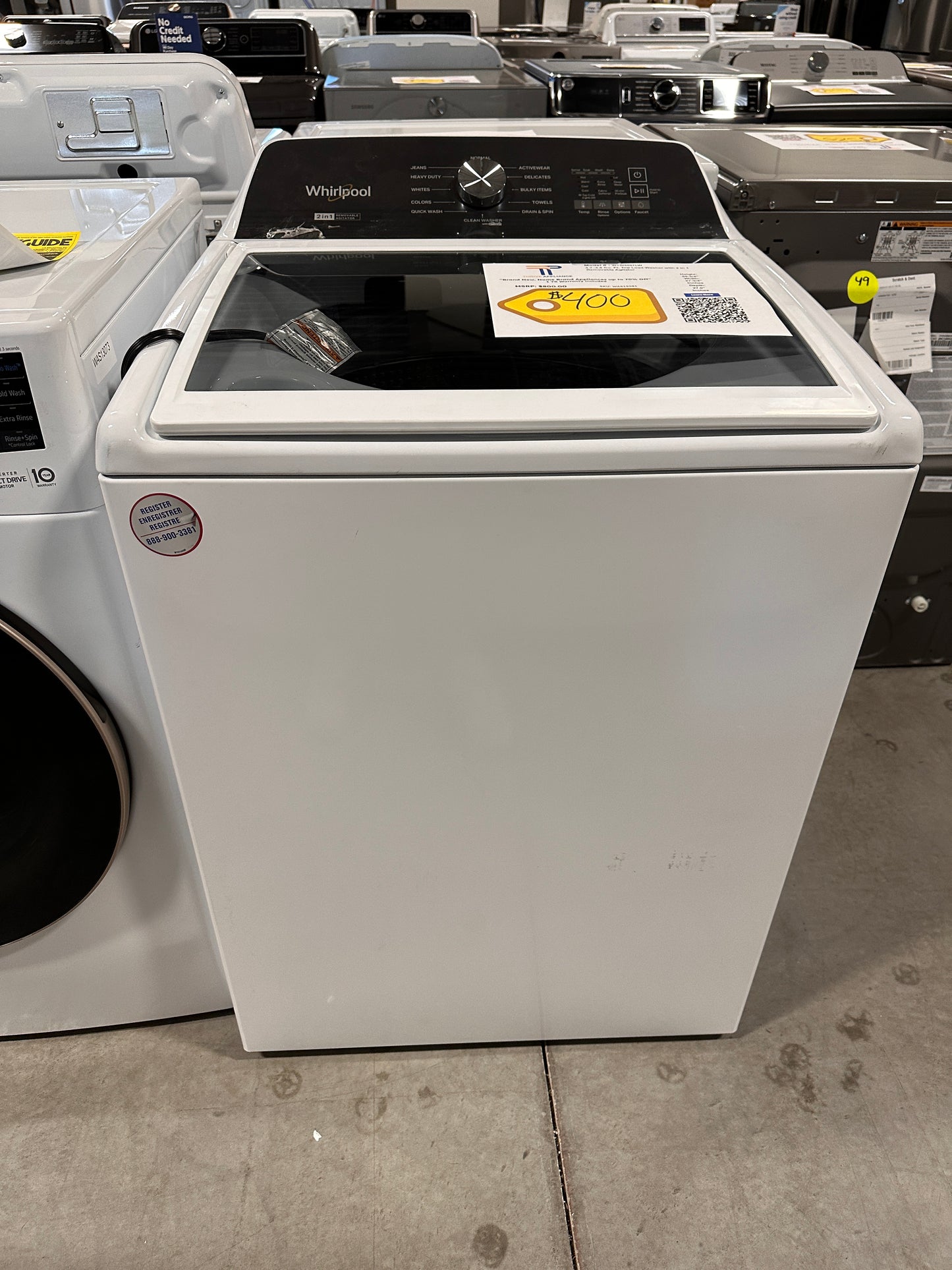 NEW WHIRLPOOL TOP LOAD WASHER with REMOVABLE AGITATOR Model:WTW5057LW WAS13081