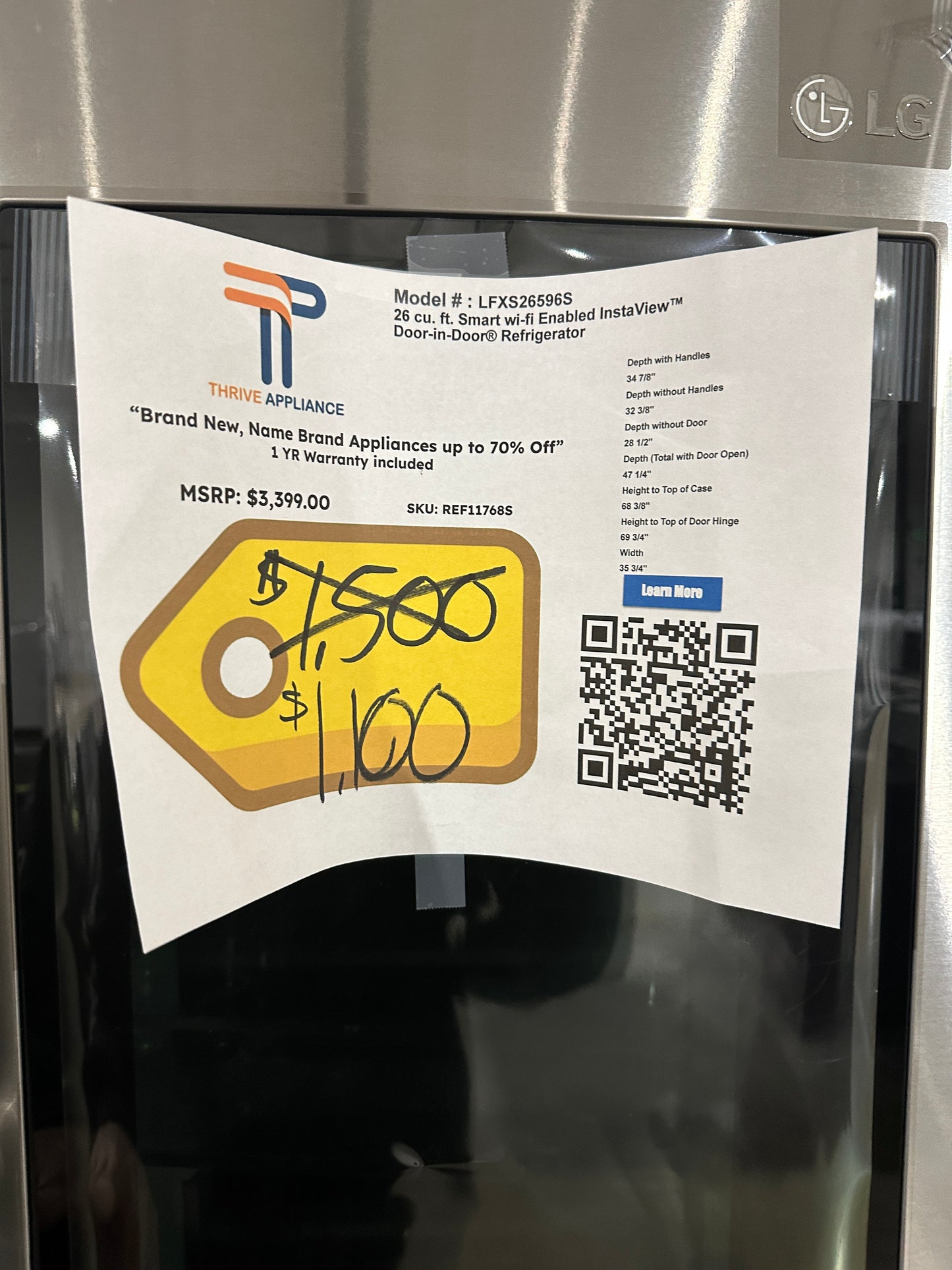 DOOR-IN-DOOR SMART LG REFRIGERATOR - REF11768S LFXS26596S