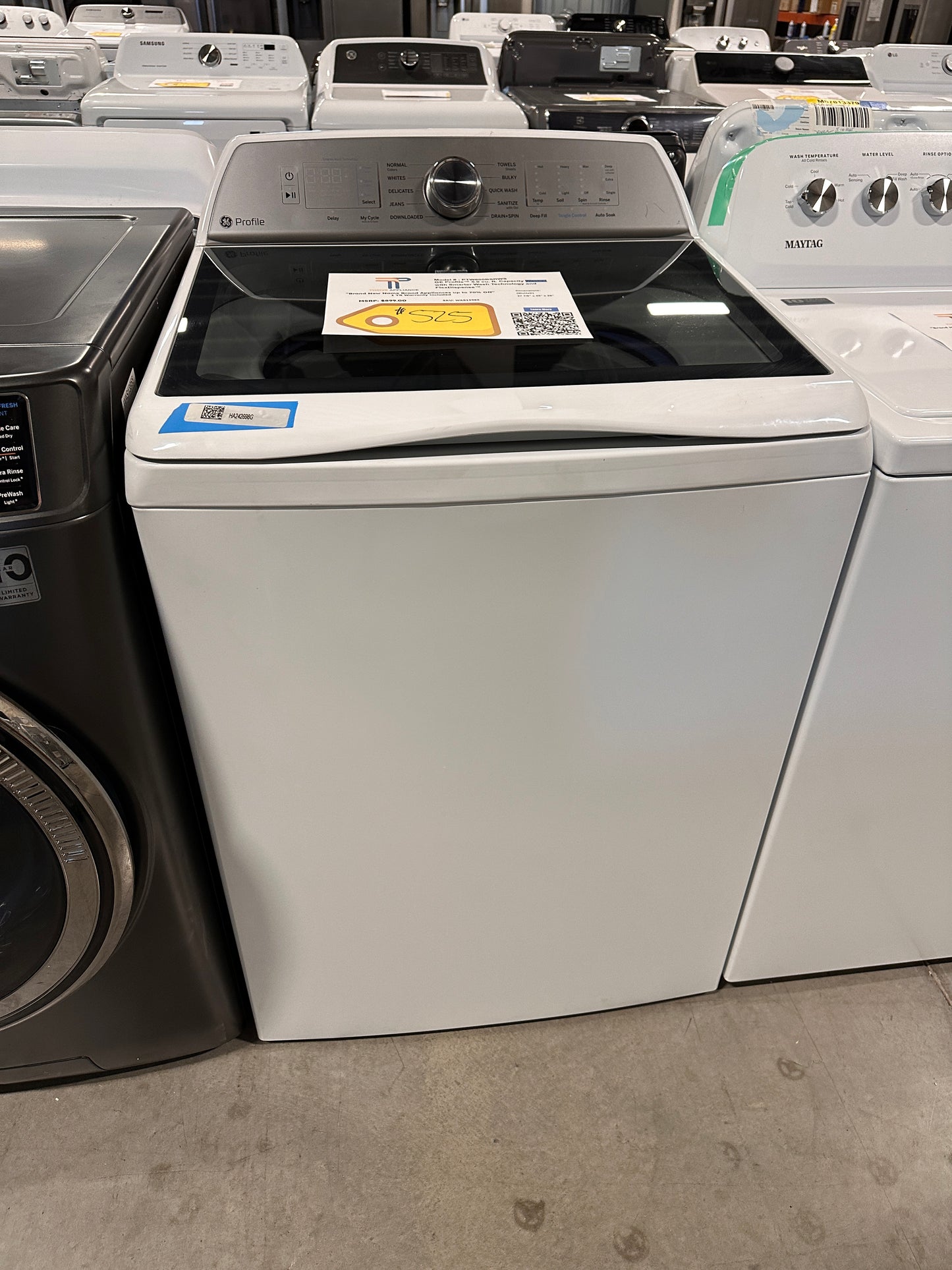 GE Profile Top Load Washer with Smarter Wash Technology FlexDispense MODEL: PTW600BSRWS WAS13985
