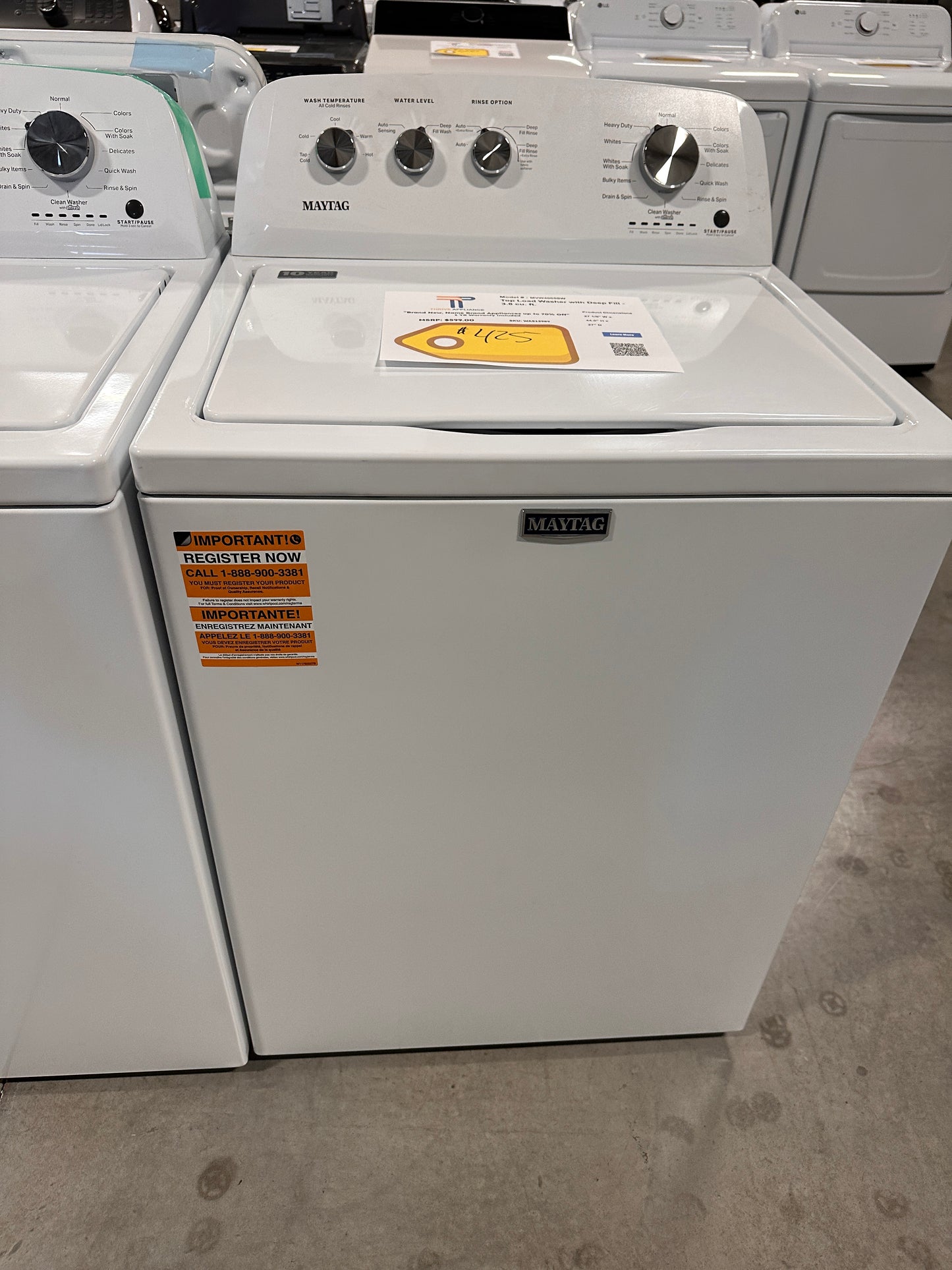 Maytag High Efficiency Agitator 3.8-cu ft Top-Load Washer MODEL: MVW4005SW WAS13989