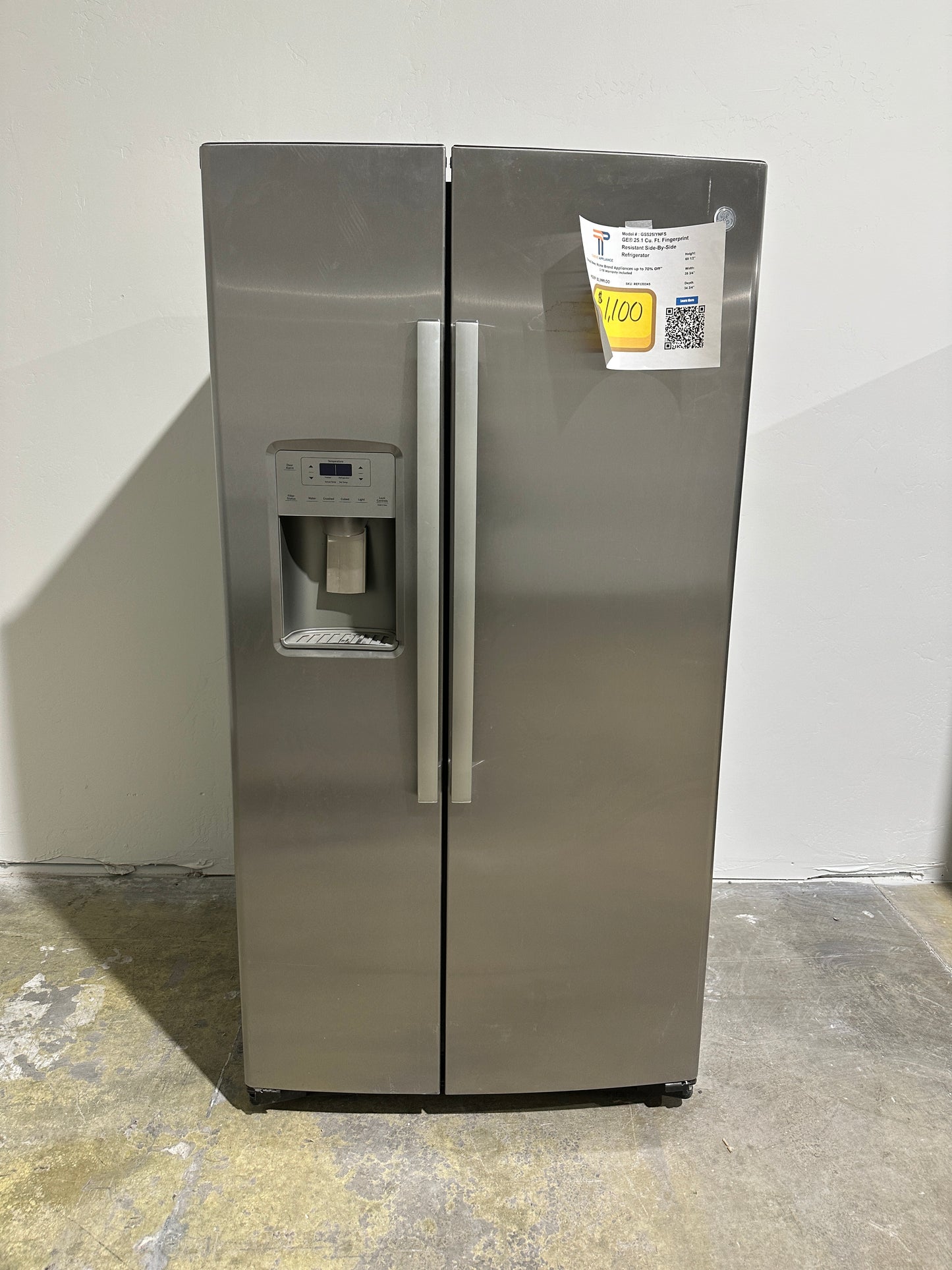 ON SALE GREAT NEW GE SIDE-BY-SIDE STAINLESS REFRIGERATOR - REF12024S GSS25IYNFS