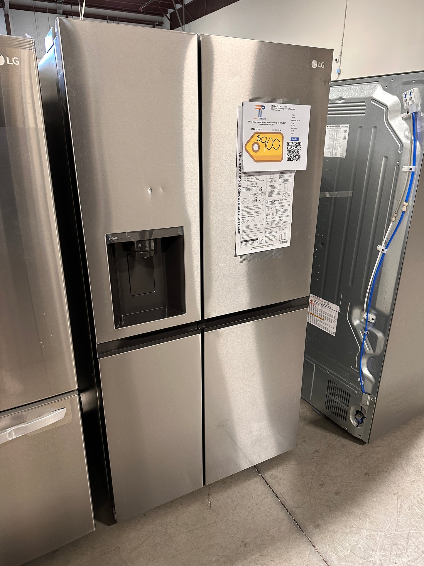 GREAT NEW LG SIDE BY SIDE REFRIGERATOR Model:LRSXS2706S REF12948