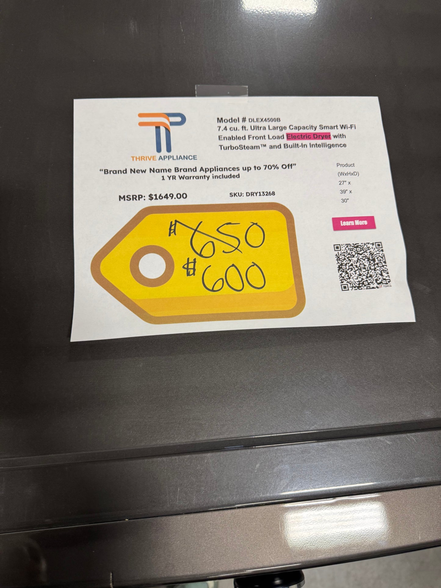 LG TurboSteam Smart Wi-Fi Enabled 7.4-cu ft Stackable Steam Cycle Electric Dryer (Black Steel) ENERGY STAR