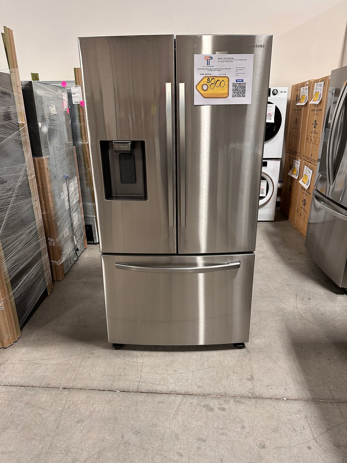 NEW SAMSUNG LARGE CAPACITY REFRIGERATOR Model:RF27T5201SR/AA REF12957