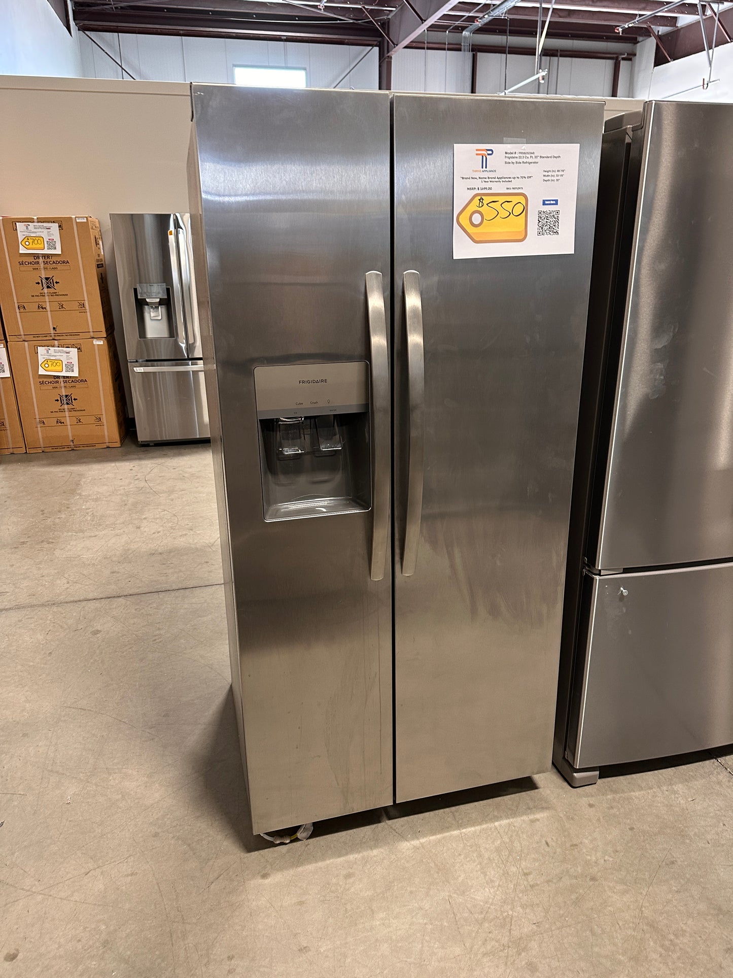 Frigidaire - 22.3 Cu. Ft. Side-by-Side Refrigerator - Stainless Steel Model:FRSS2323AS REF12973