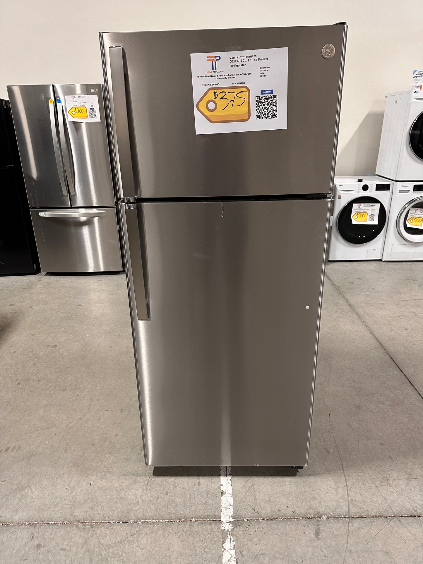 GREAT GE - 17.5 Cu. Ft. Top-Freezer Refrigerator - Stainless Steel Model:GTS18HYNRFS REF12960