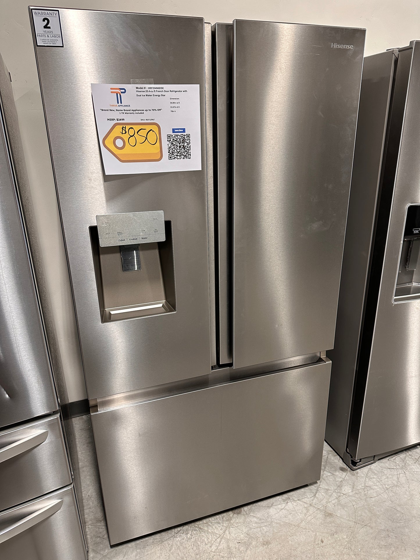 GREAT NEW REFRIGERATOR with DUAL ICE MAKER Model #HRF254N6DSE REF12967