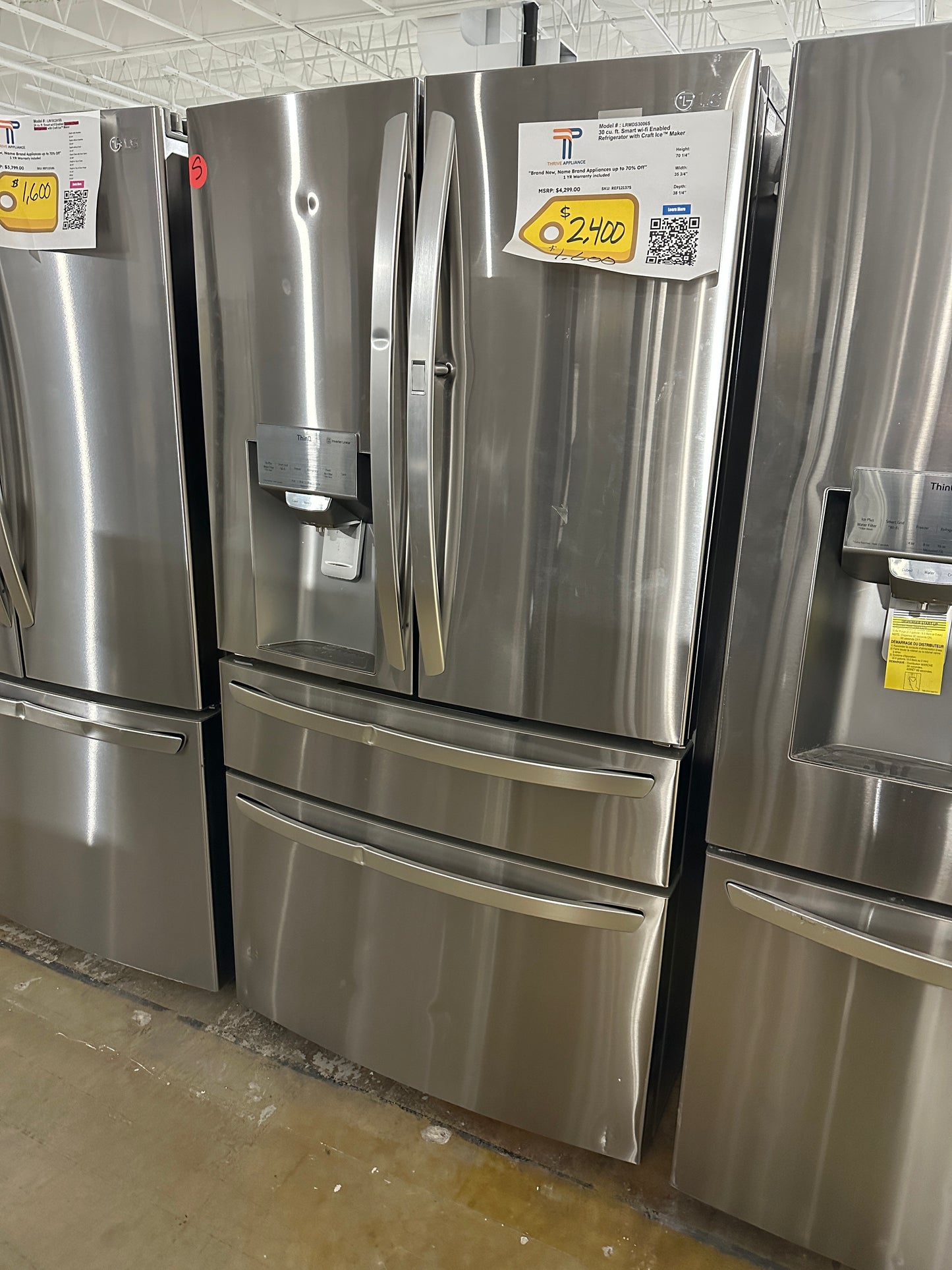 DISCOUNTED FRENCH DOOR LG REFRIGERATOR Model:LRMDS3006S REF12137S