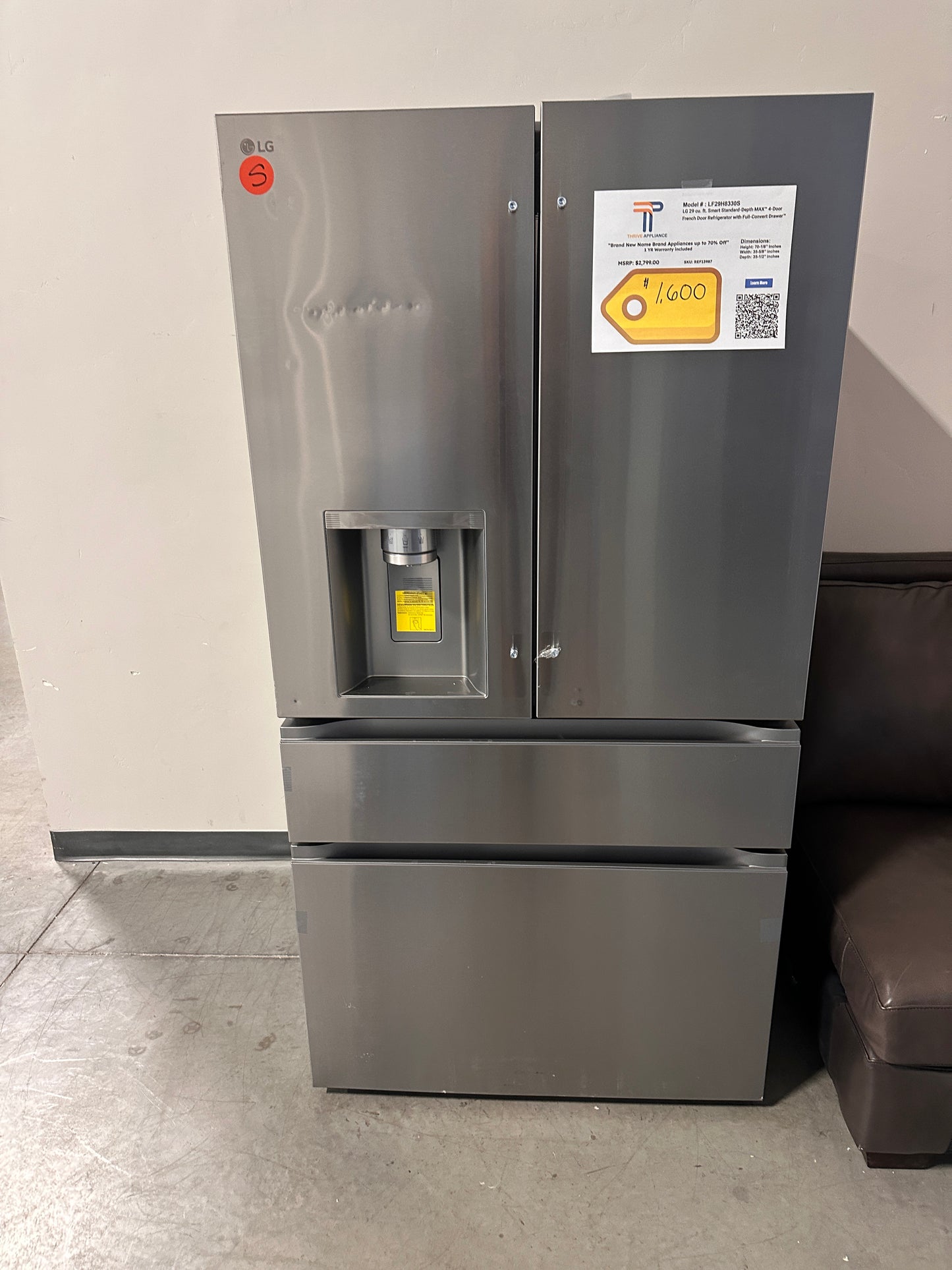 GREAT NEW LG 28.6 Cu Ft French Door Refrigerator MODEL: LF29H8330S REF13987