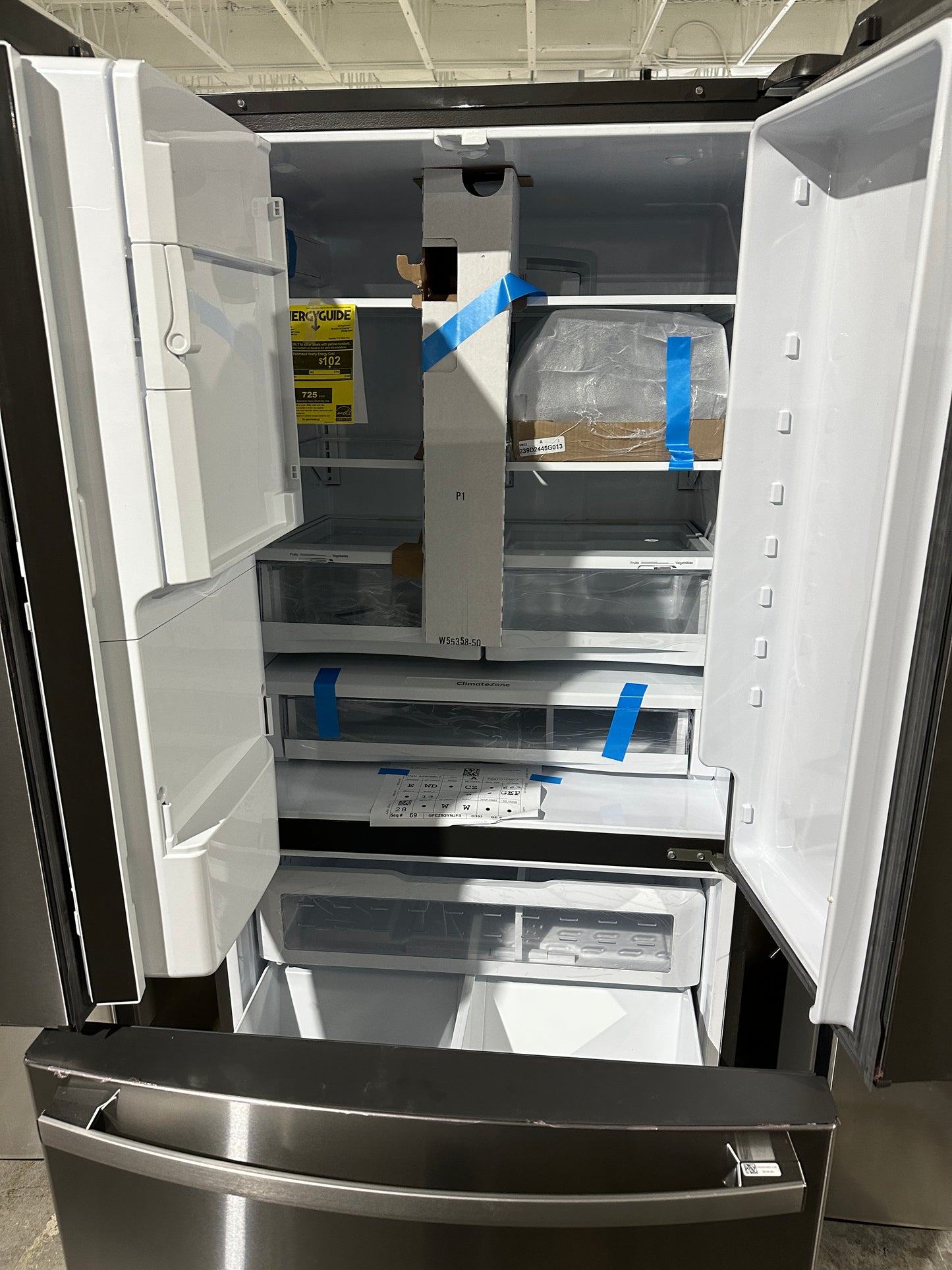 Great GE - 27.7 Cu. Ft. French Door Refrigerator - Stainless Steel MODEL: GFE28GYNFS REF12204S