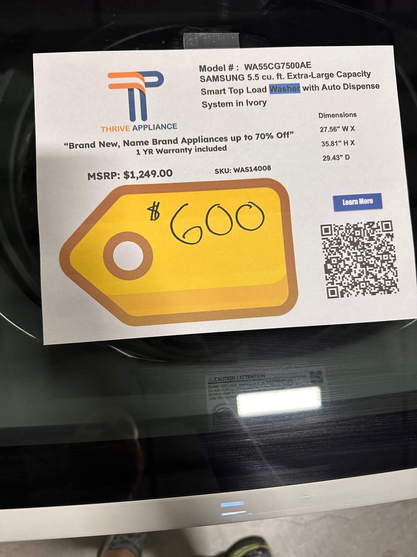 GREAT NEW TOP LOAD WASHER with AUTO DISPENSE SYSTEM MODEL: WA55CG7500AE WAS14008