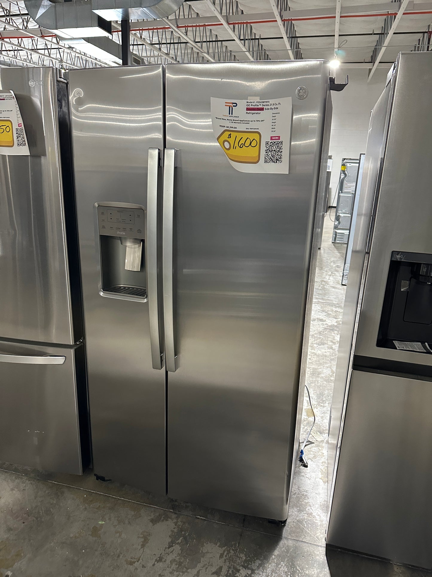 COUNTER DEPTH GE SIDE BY SIDE REFRIGERATOR - REF12014S PZS22MYKFS