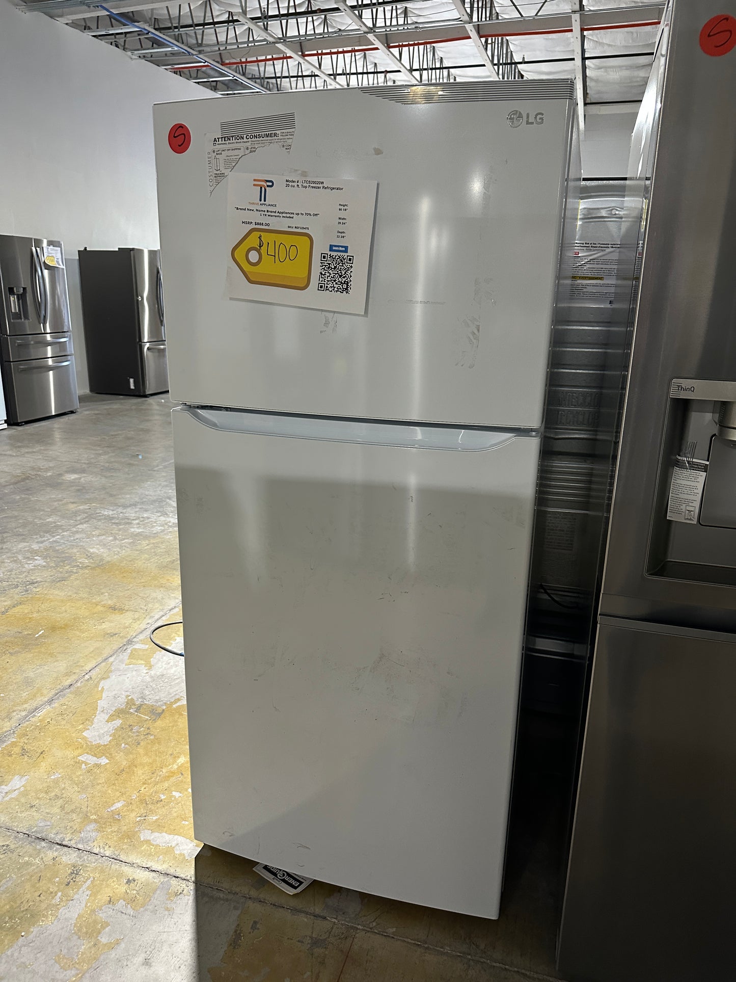 NEW LG - 20.2 Cu. Ft. Top-Freezer Refrigerator - White MODEL: LTCS20020W REF12347S