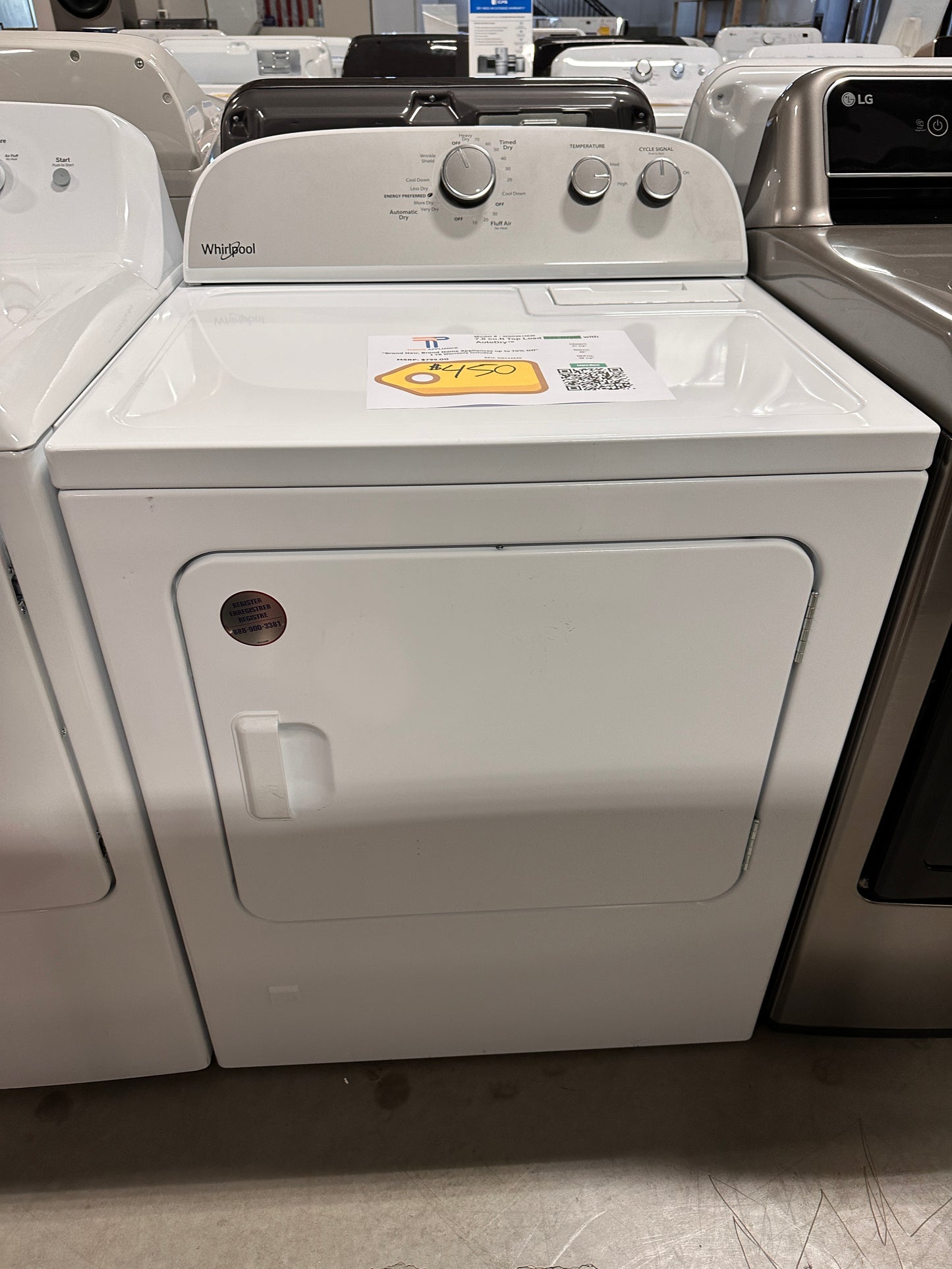 NEW Whirlpool - 7.0 Cu. Ft. 14-Cycle Gas Dryer - White Model:WGD4815EW DRY12420