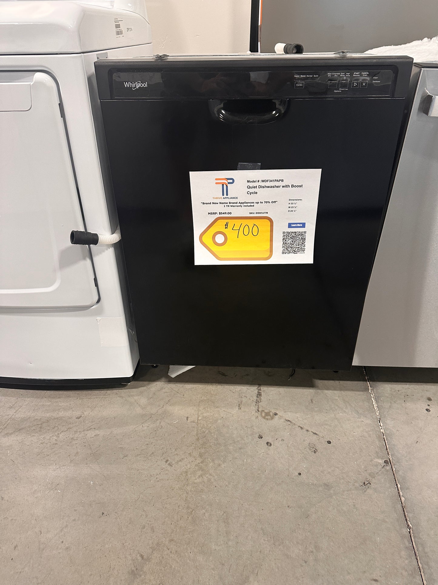BRAND NEW! Whirlpool Quiet Dishwasher with Boost Cycle MODEL: WDF341PAPB DSW11778