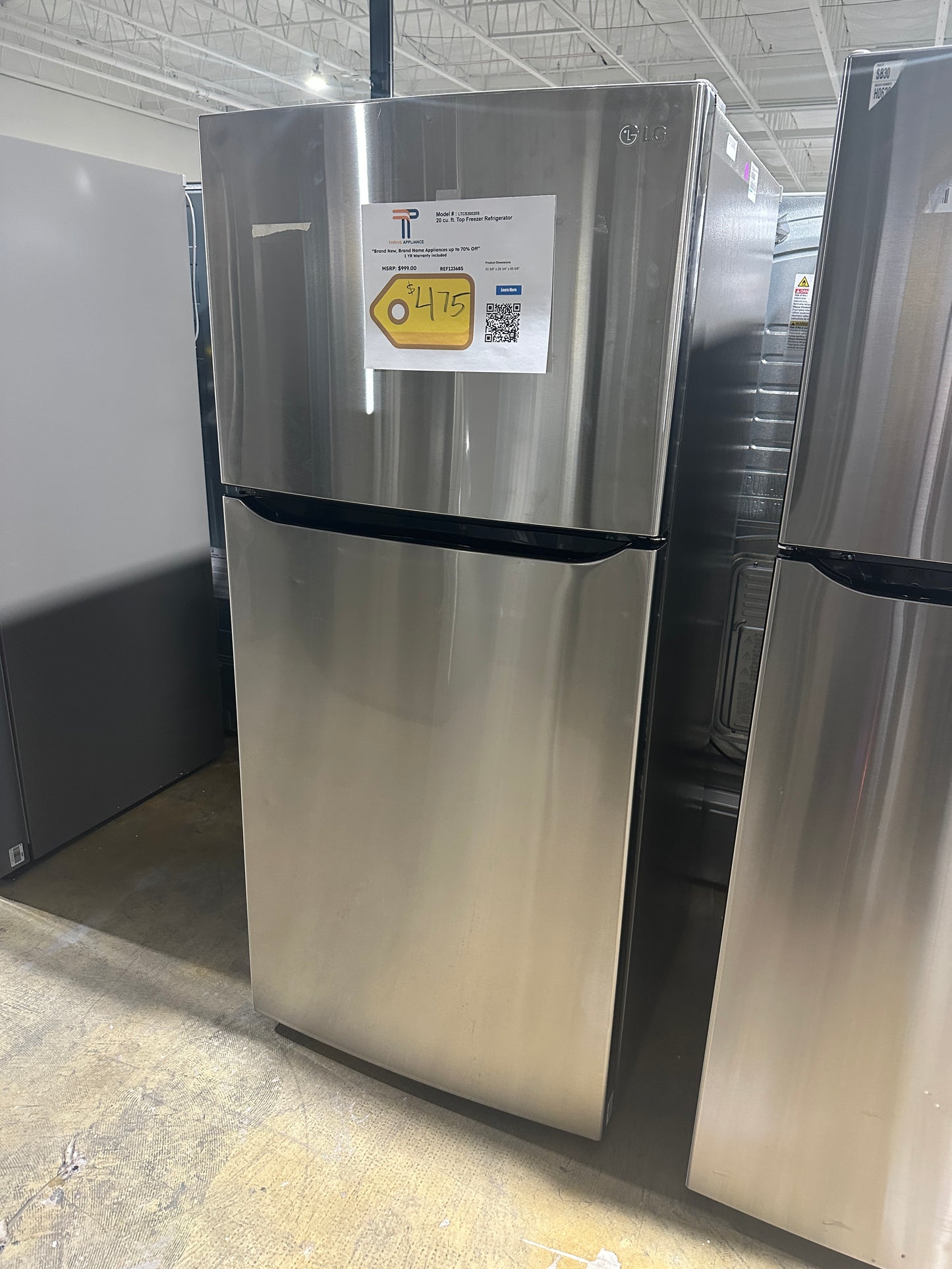 GREAT DRINK FRIDGE - TOP FREEZR STAINLESS STEEL LG REFRIGERATOR MODEL: LTCS20020S REF12368S
