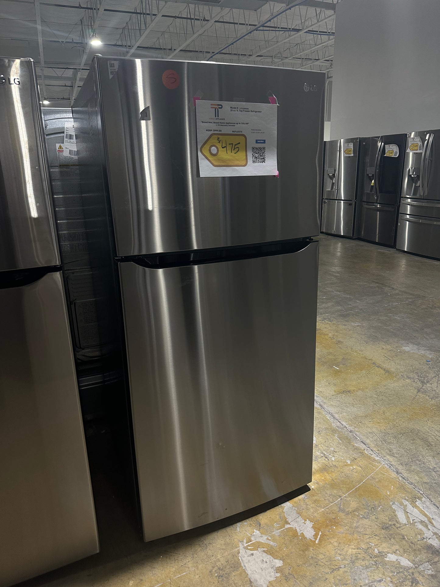 GORGEOUS STAINLESS STEEL LG TOP FREEZER REFRIGERATOR MODEL: LTCS20020S REF12337S