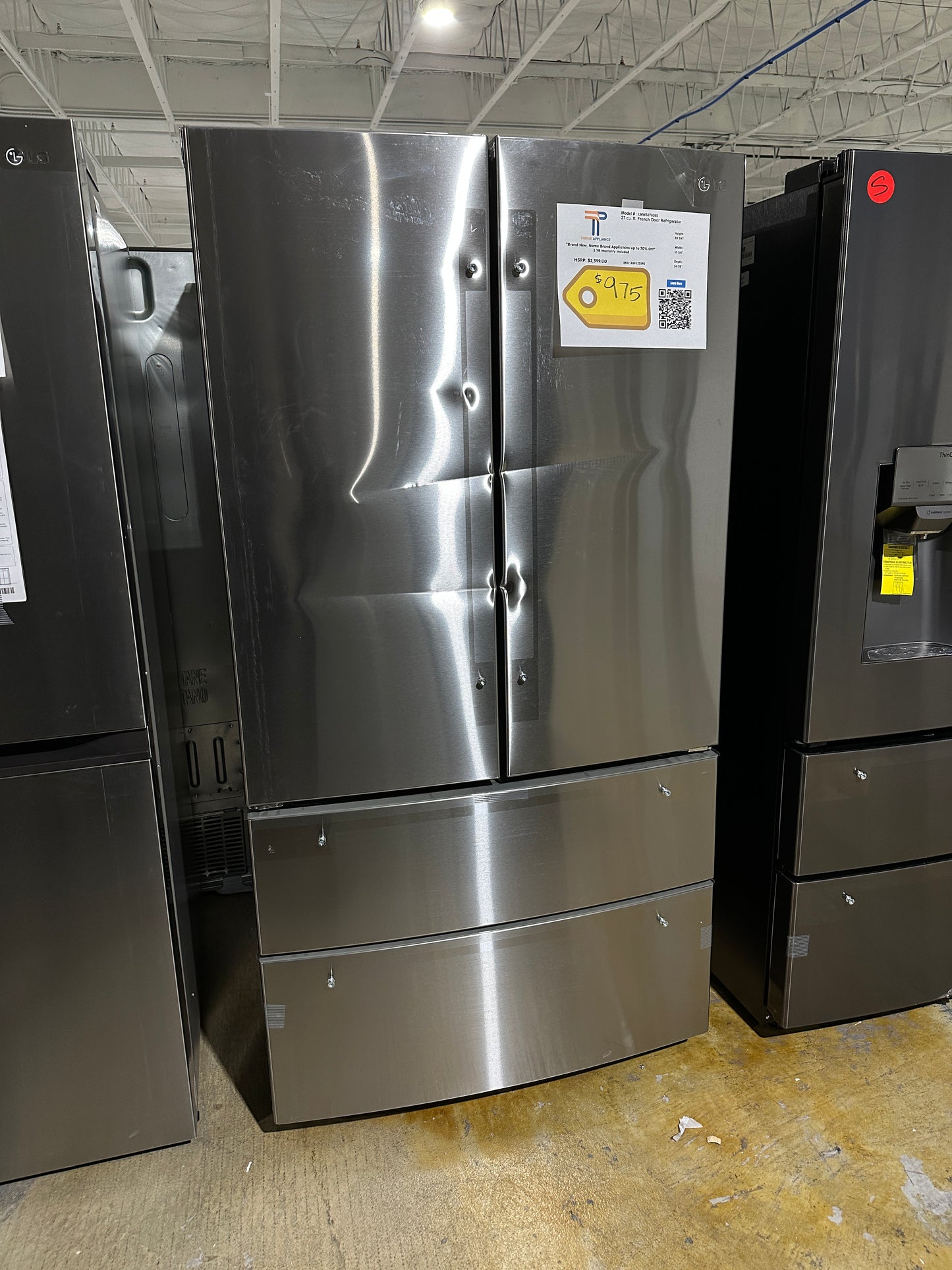 BRAND NEW LG REFRIGERATOR WITH INTERNAL WATER DISPENSER MODEL: LMWS27626S REF12359S
