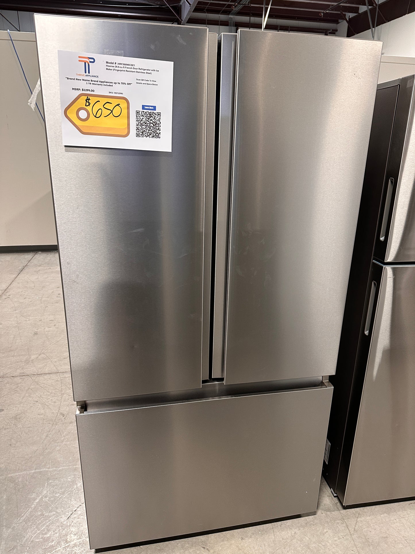 GREAT NEW HISENSE FRENCH DOOR FRIDGE Model HRF266N6CSE1 REF12981