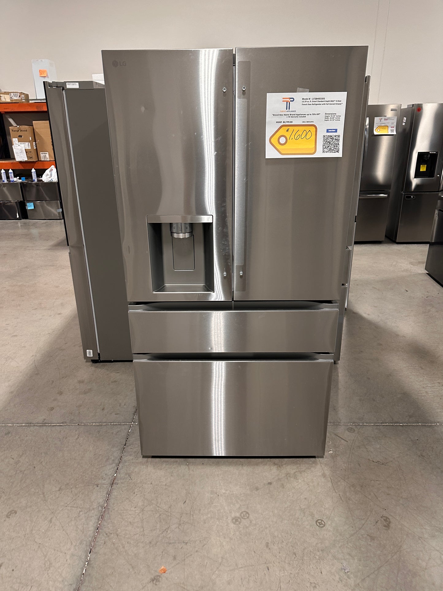 LG 28.6 Cu. Ft. Black Stainless 4-Door French Door Smart Refrigerator MODEL: LF29H8330S REF13972