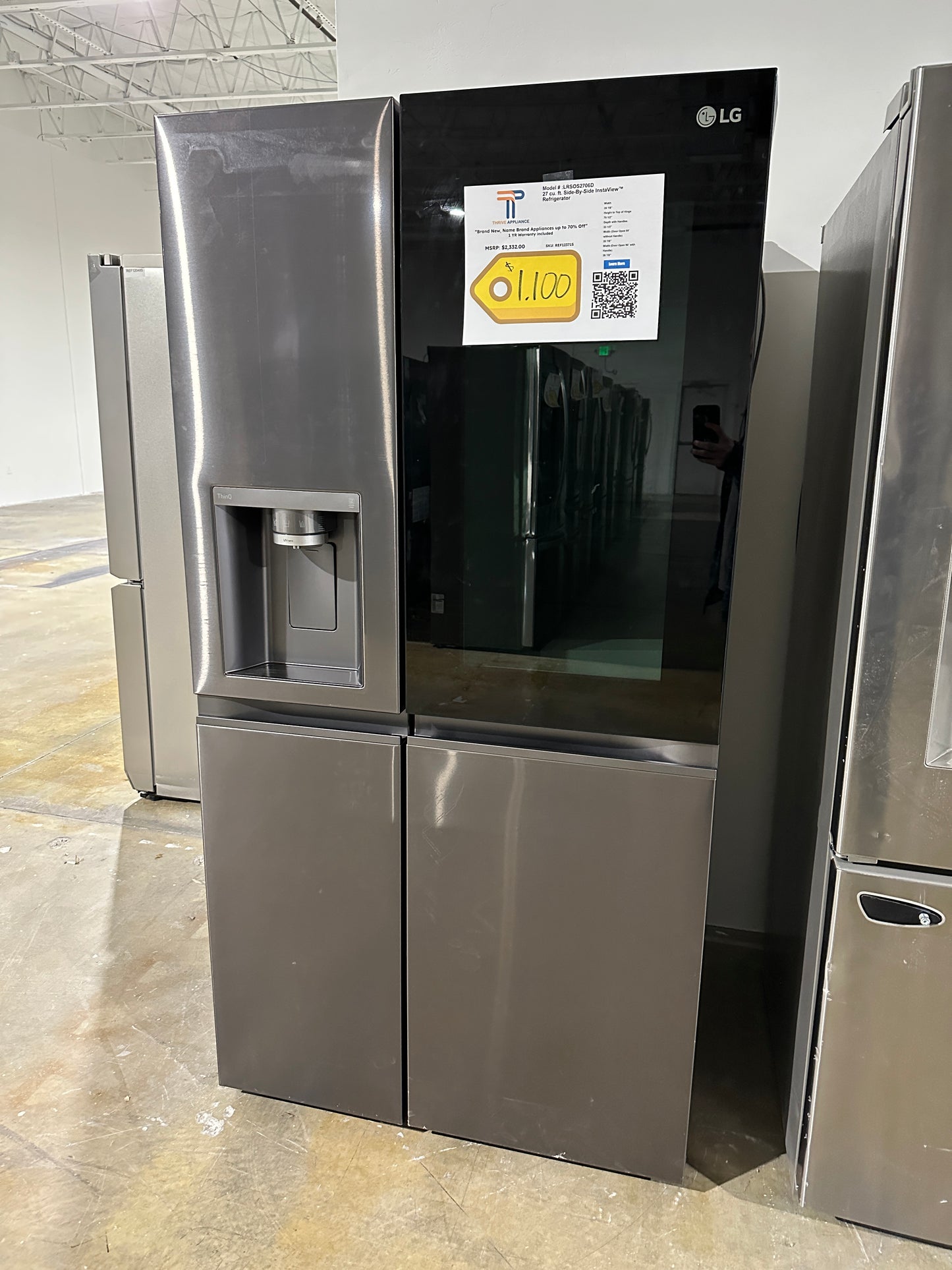 GREAT NEW CRAFT ICE MAKING LG SIDE BY SIDE REFRIGERATOR MODEL: LRSOS2706D REF12371S